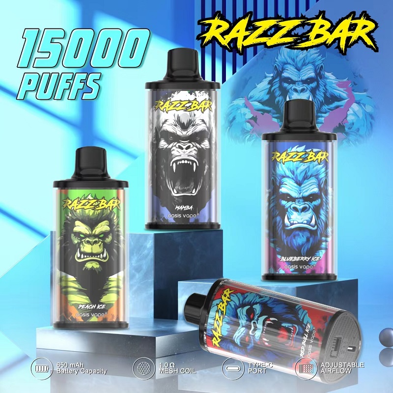 Razz bar 15000 puffs Adjustable Airflow | Mesh Coil Disposable Vape - Vapo247