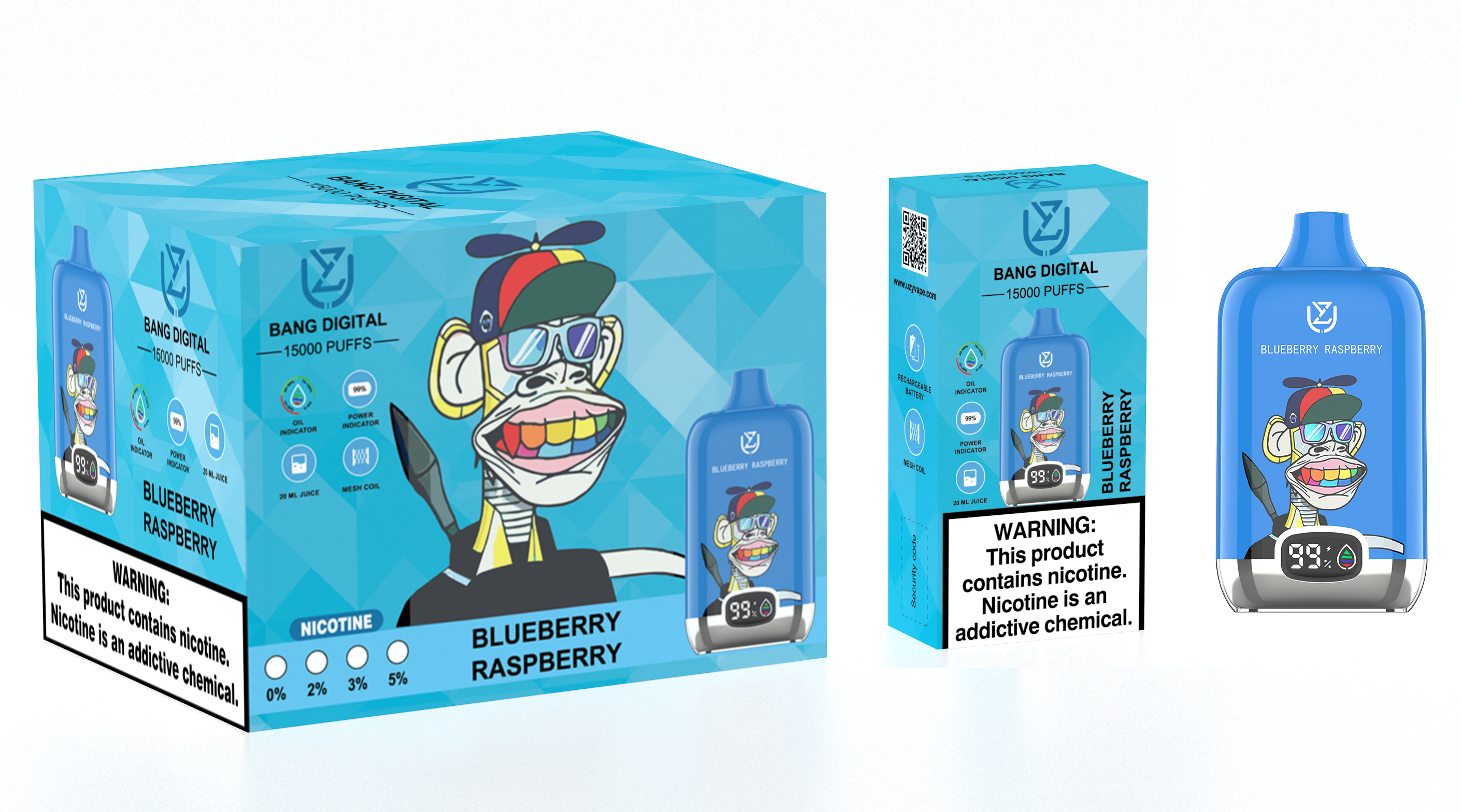 UZY Bang DIgital  15000 Puffs 2% 5% Nicotine Disposable Vape - Vapo247