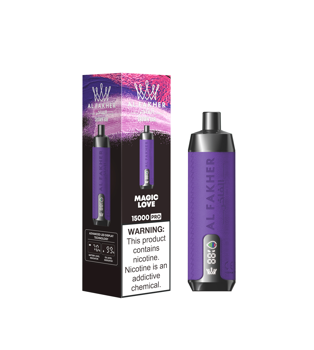 AL FAKHER CROWN BAR 15000 Puffs LED Screen Display Top 3 UK Brand Disposable Vape - Vapo247