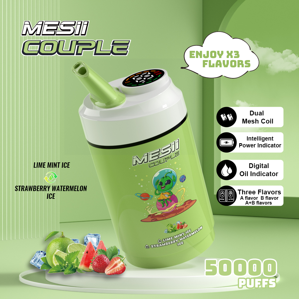 Mesii Couple 50000 Puffs 3-in-1 Flavors LCD Screen Dual mesh coil 20ml liquid Disposable Vape - Vapo247