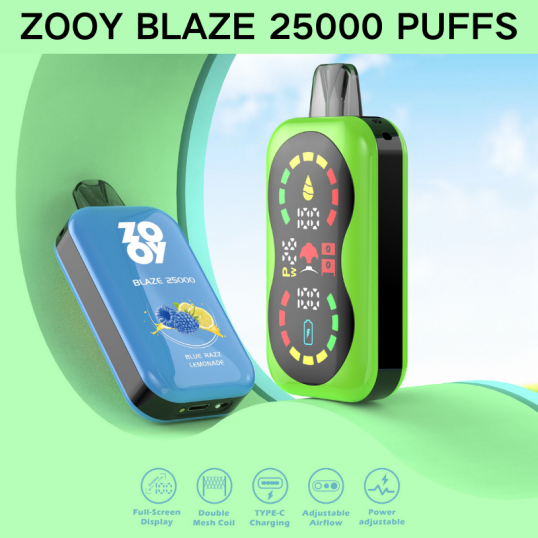 ZOOY Blaze 25000 Puffs LCD Display Screen | Adjustable airflow | Childproof lock Disposable Vape - Vapo247