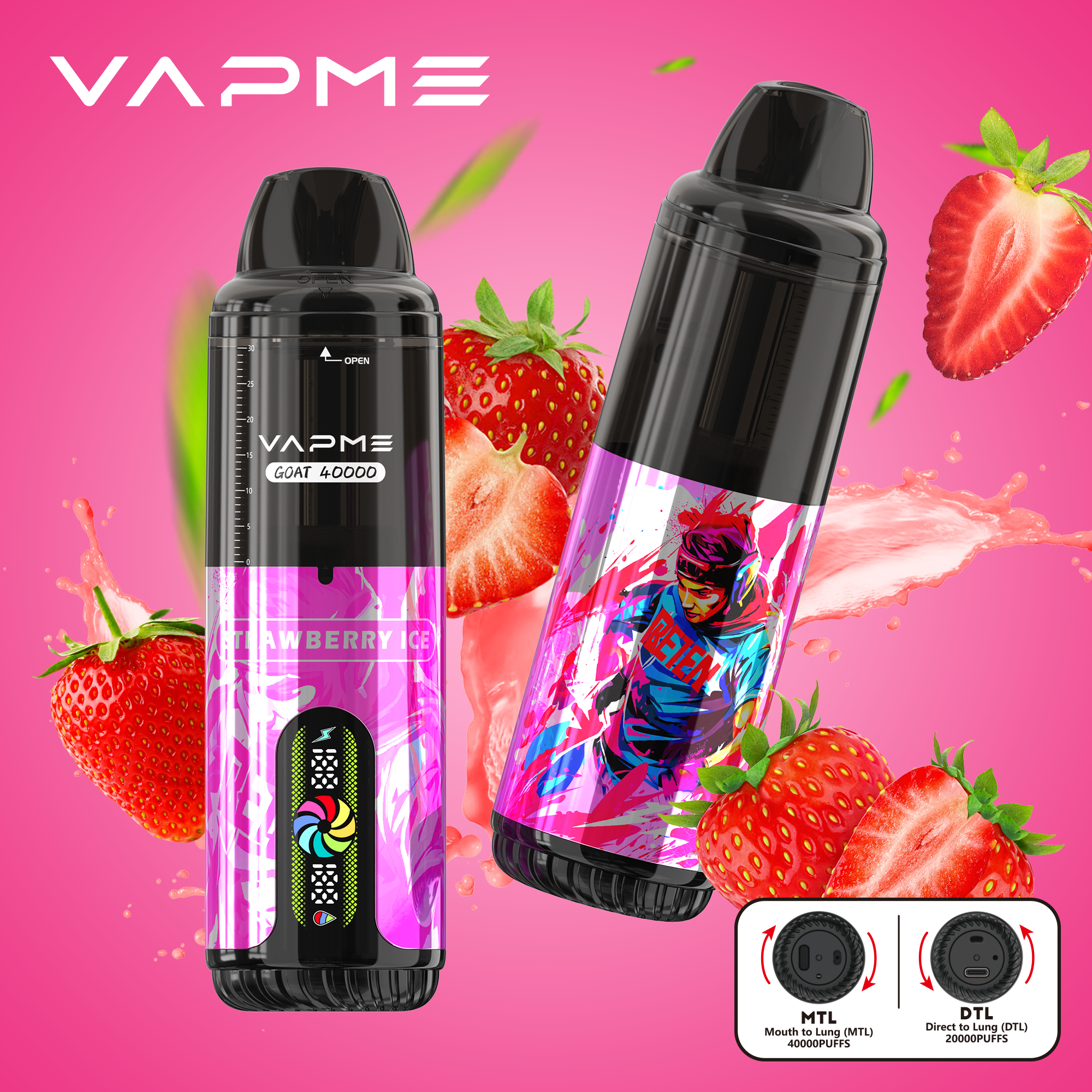 VAPME GOAT 40000 PUFFS MTL/DTL Adjustable LCD Screen Display Disposable Vapev - Vapo247