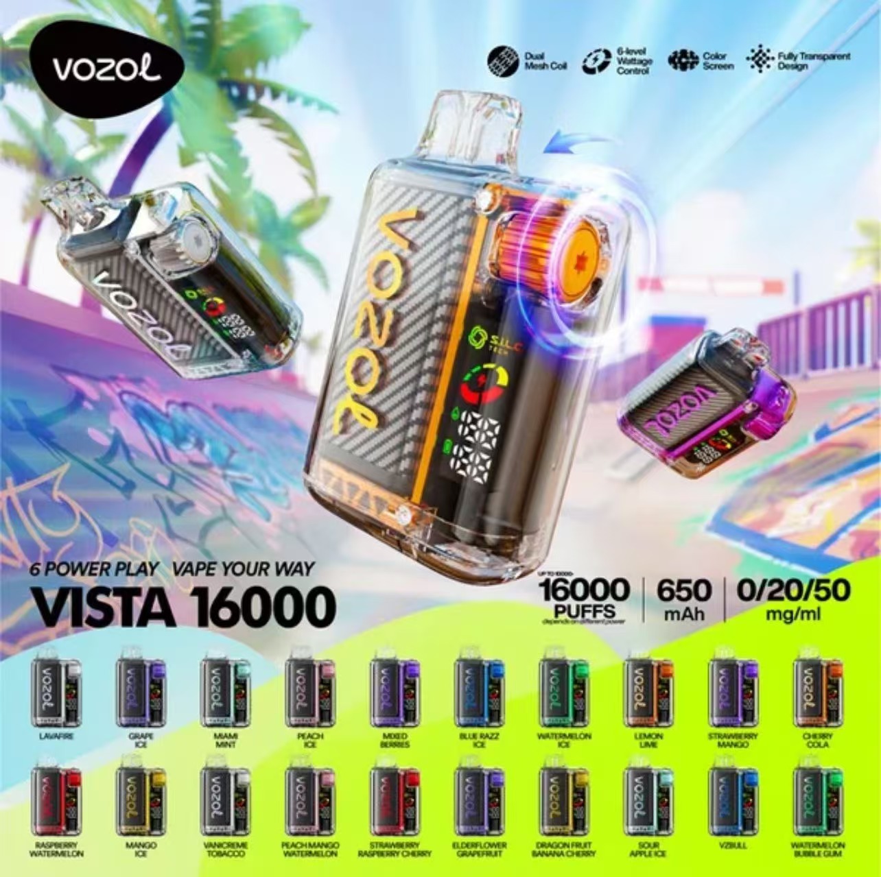 Vozol Vista 20000 Puffs LCD Screen Disposable Vape - Vapo247