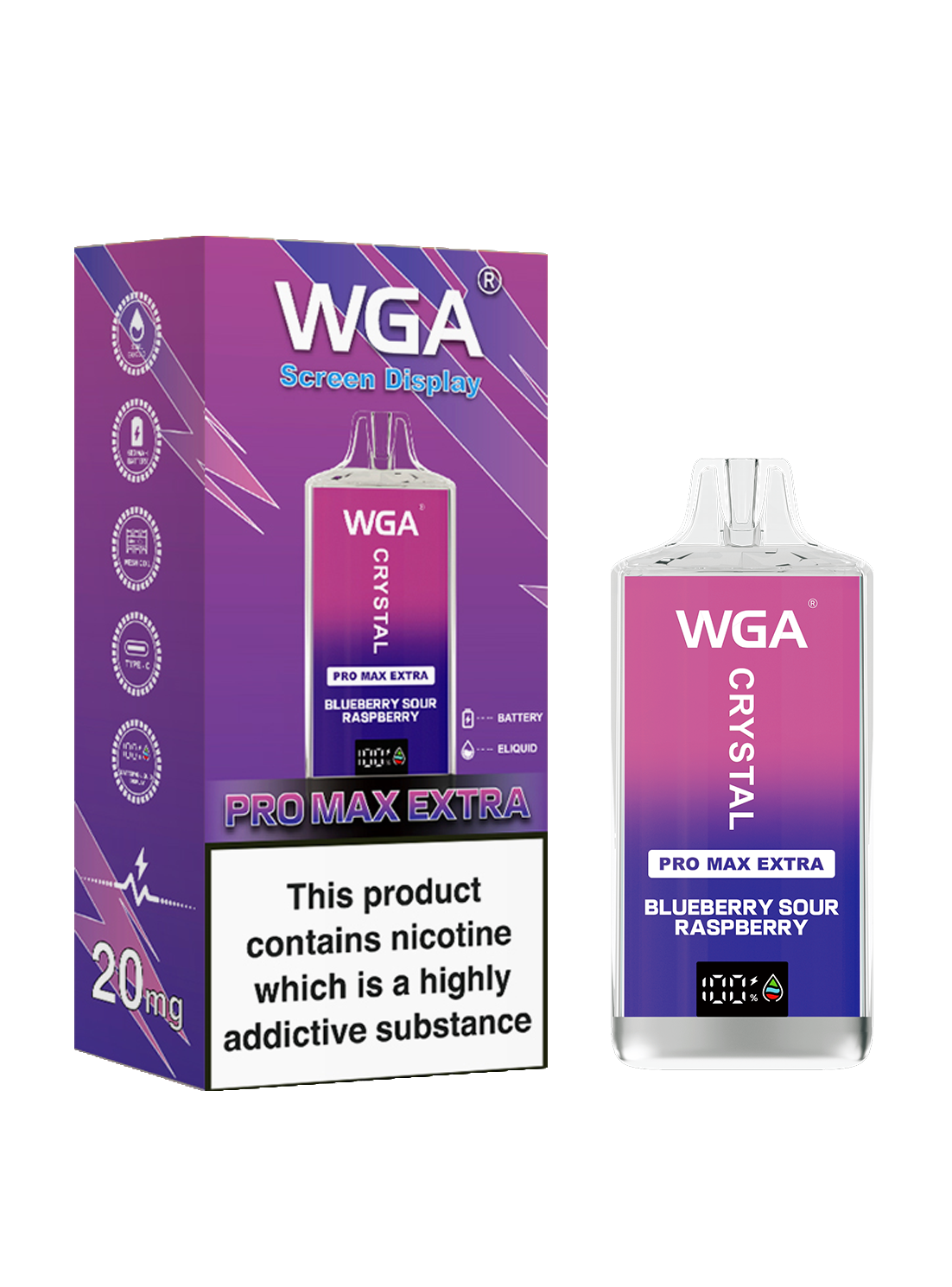 WGA Crystal Pro Max Extra 15000 Puffs Adjustable Airflow Disposable Vape - Vapo247