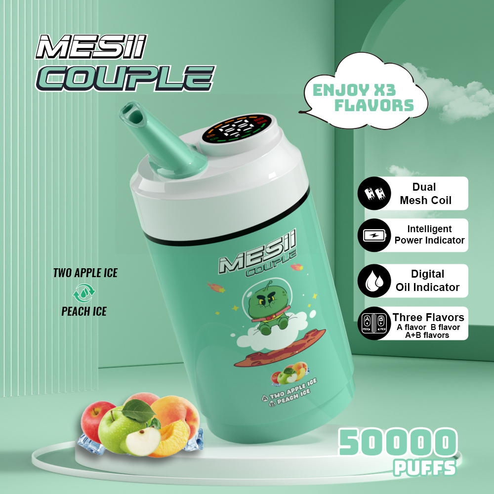 Mesii Couple 50000 Puffs 3-in-1 Flavors LCD Screen Dual mesh coil 20ml liquid Disposable Vape - Vapo247