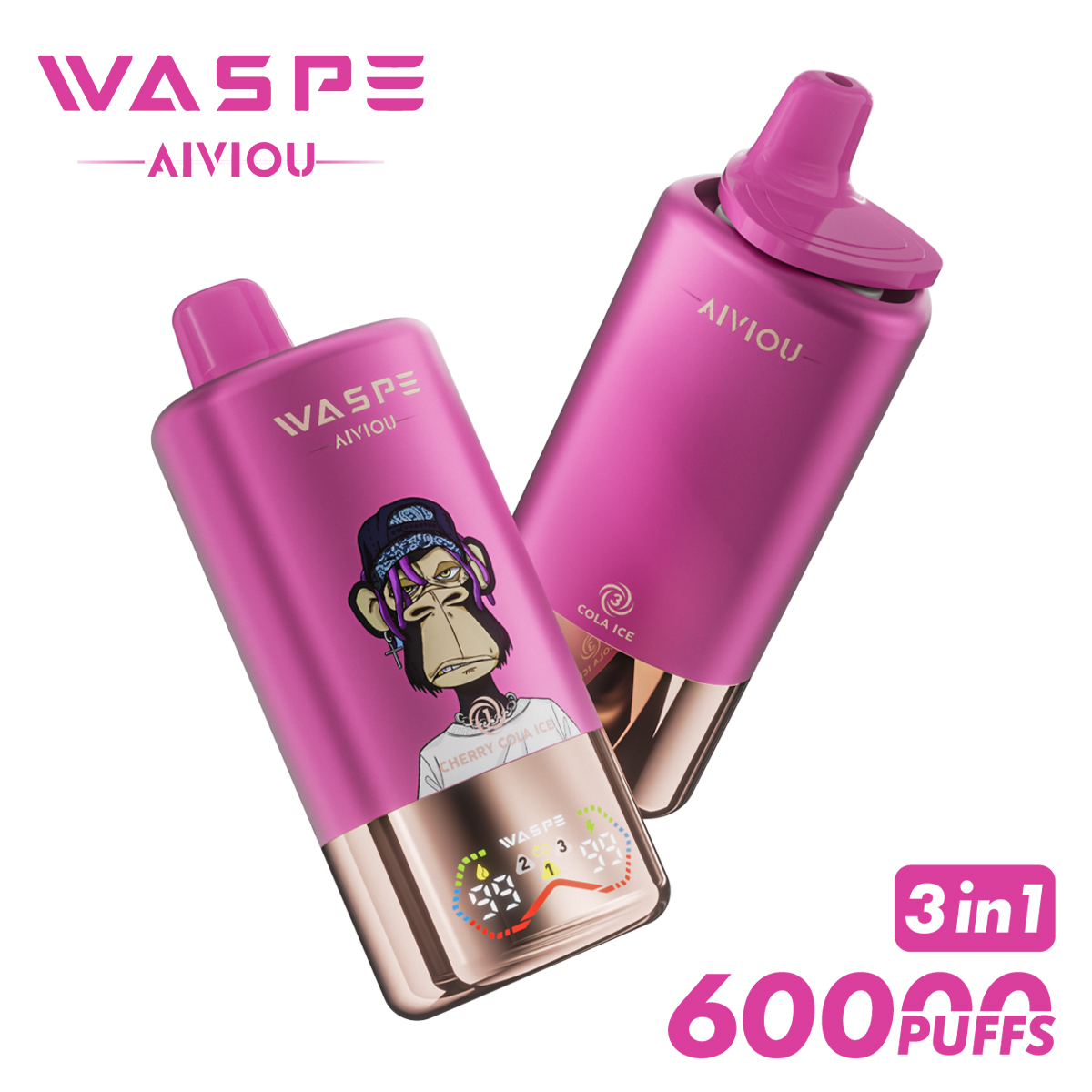 WASPE 3 in 1 60000 PUFFS Triple Flavors LED Screen Display Triple Mesh Coil Disposable Vape - Vapo247