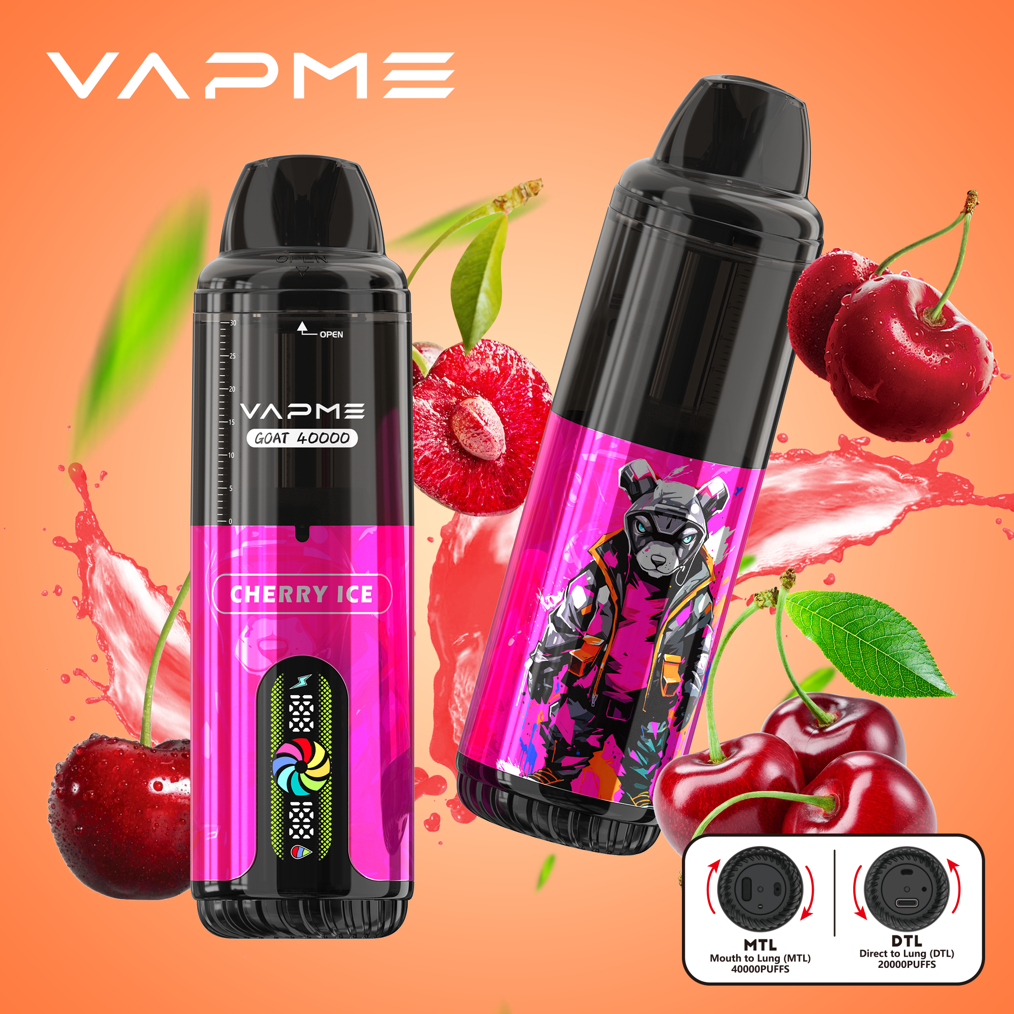 VAPME GOAT 40000 PUFFS MTL/DTL Adjustable LCD Screen Display Disposable Vapev - Vapo247