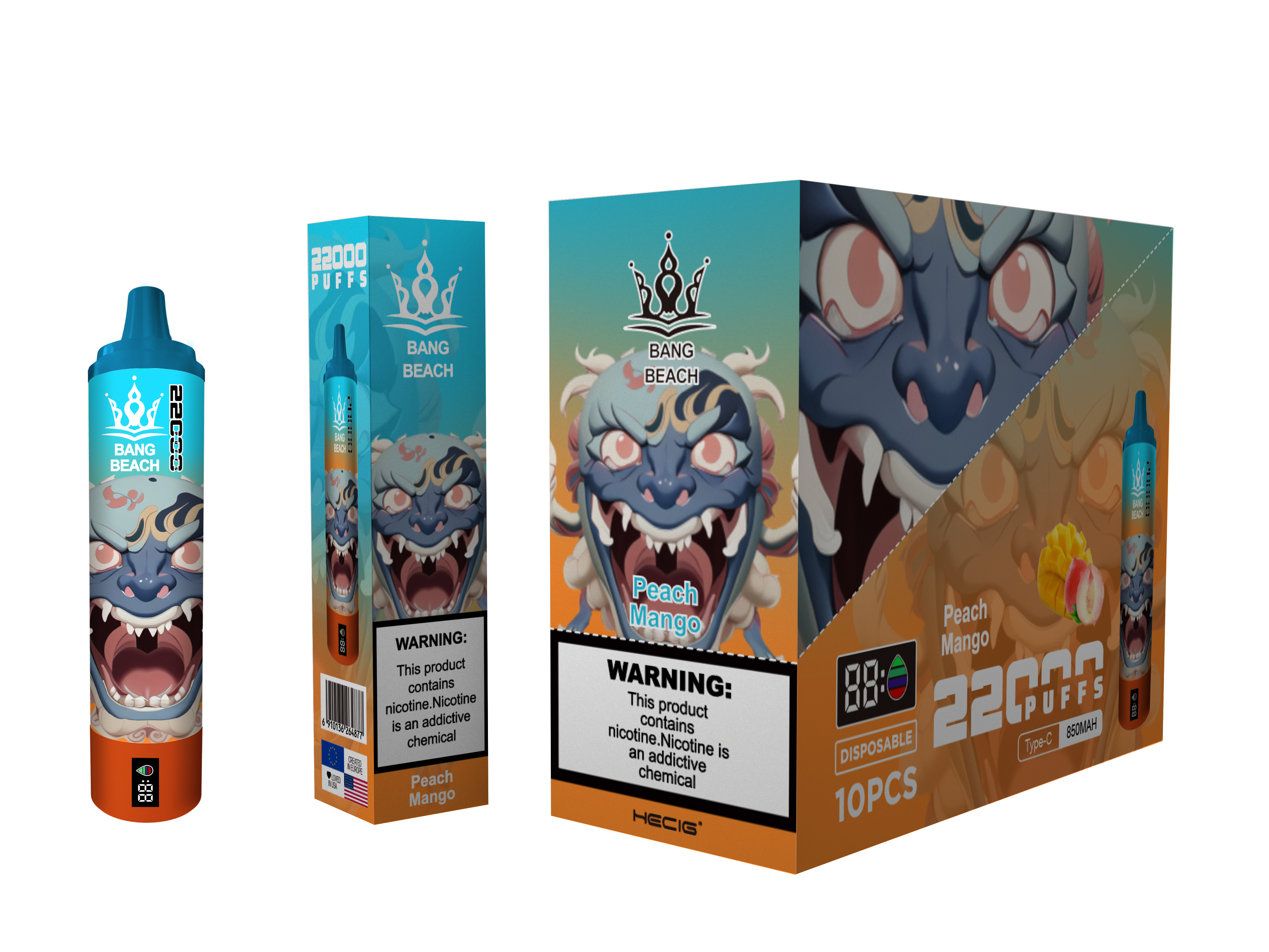 BANG BEACH 22000 Puffs  0%2%5% Nicotine Screen Disposable Vape - Vapo247