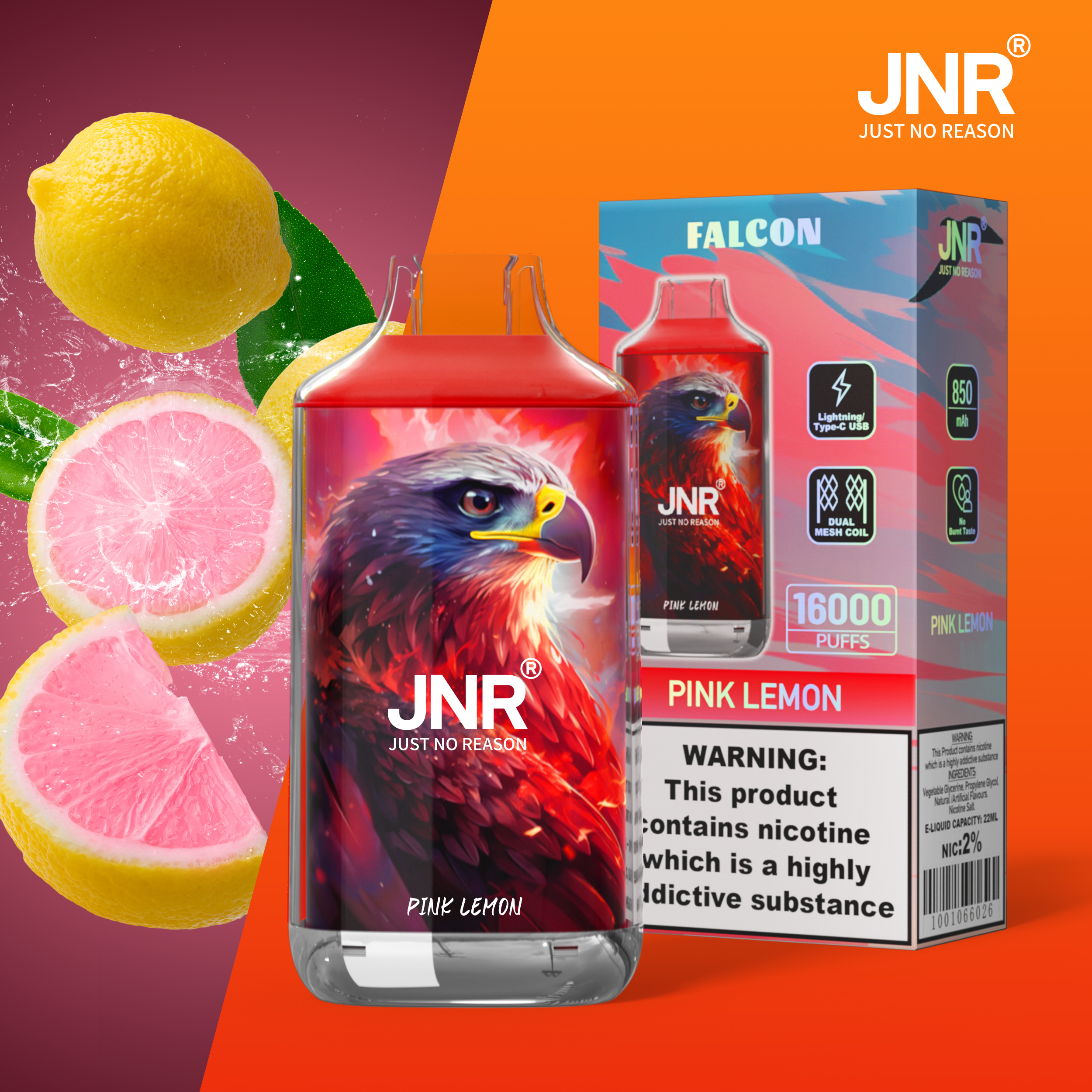 JNR Falcon Crystal 16000 Puffs disposable vape - Vapo247