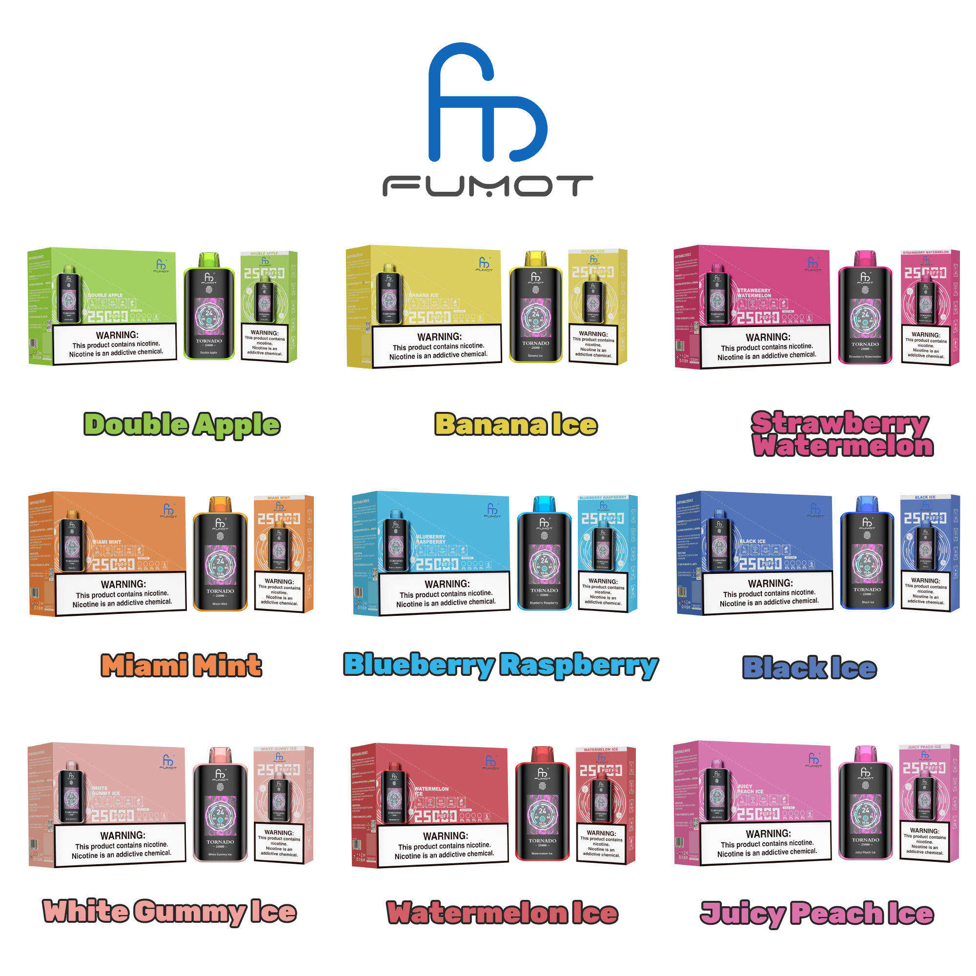 RANDM FUMOT Tornado 25000 Puffs LED Screen Display Fingerprint Lock 3D Curved Screen Disposable Vape - Vapo247