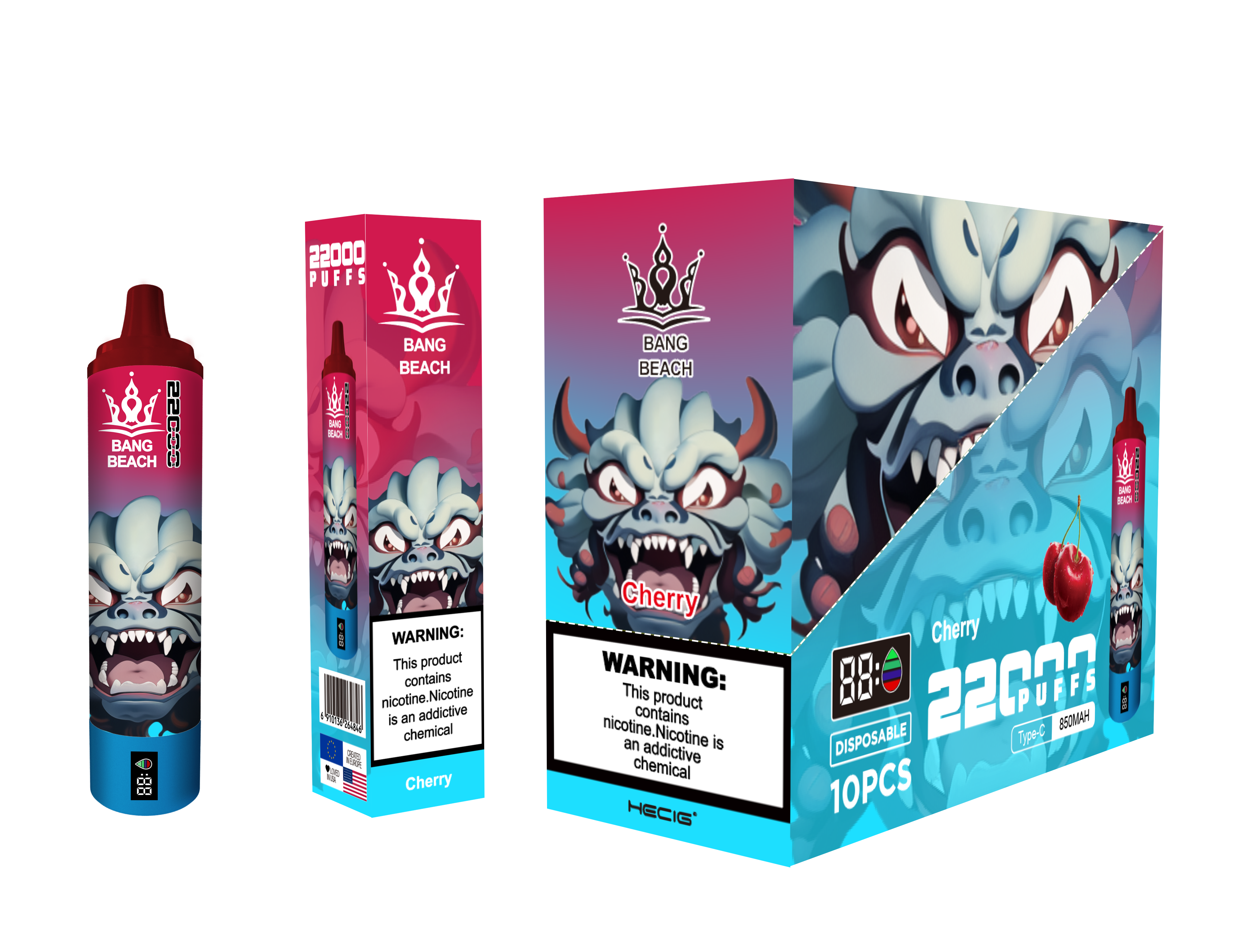 BANG BEACH 22000 Puffs  0%2%5% Nicotine Screen Disposable Vape - Vapo247