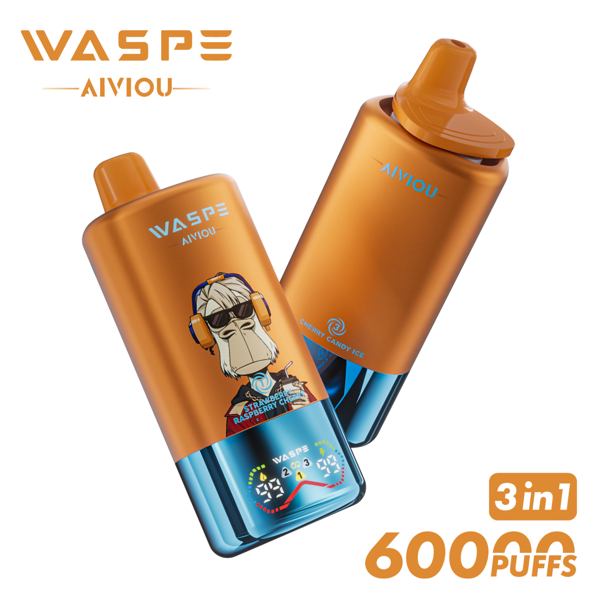 WASPE 3 in 1 60000 PUFFS Triple Flavors LED Screen Display Triple Mesh Coil Disposable Vape - Vapo247
