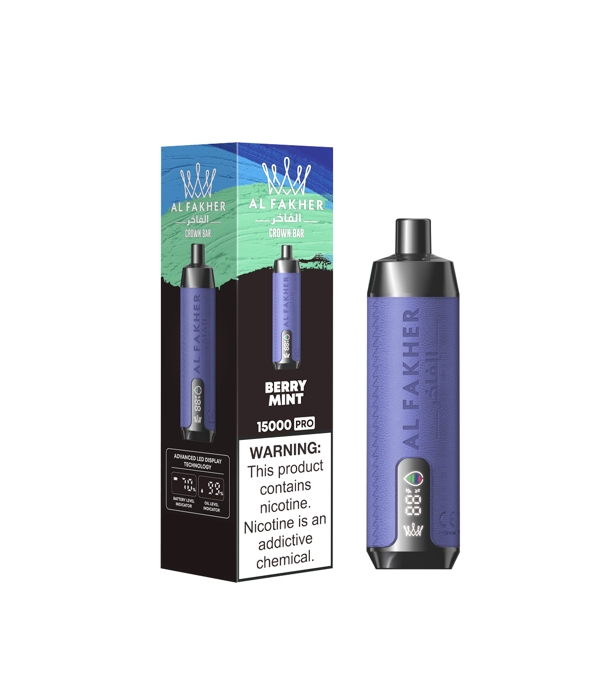 AL FAKHER CROWN BAR 15000 Puffs LED Screen Display Top 3 UK Brand Disposable Vape - Vapo247