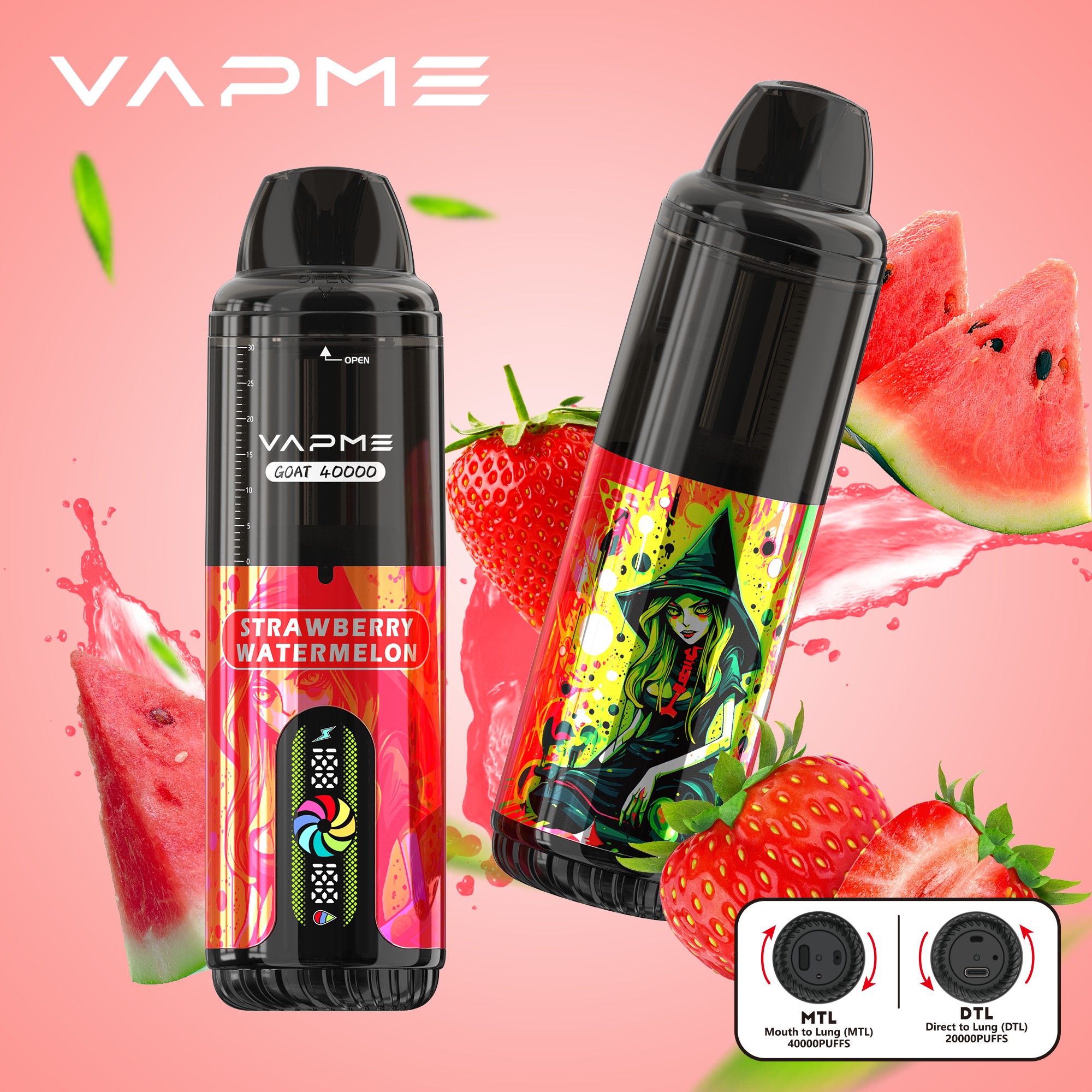 VAPME GOAT 40000 PUFFS MTL/DTL Adjustable LCD Screen Display Disposable Vapev - Vapo247