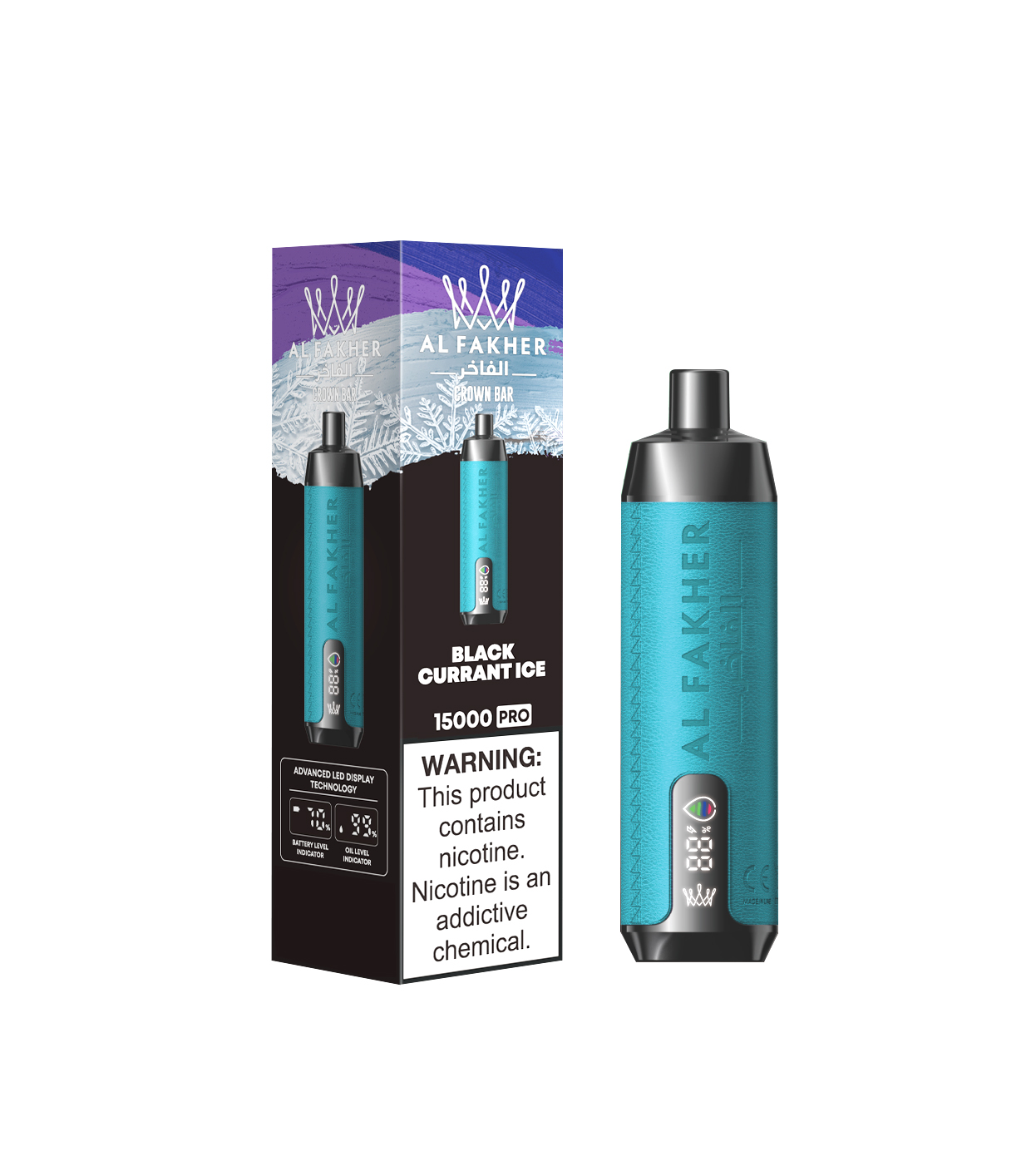 AL FAKHER CROWN BAR 15000 Puffs LED Screen Display Top 3 UK Brand Disposable Vape - Vapo247