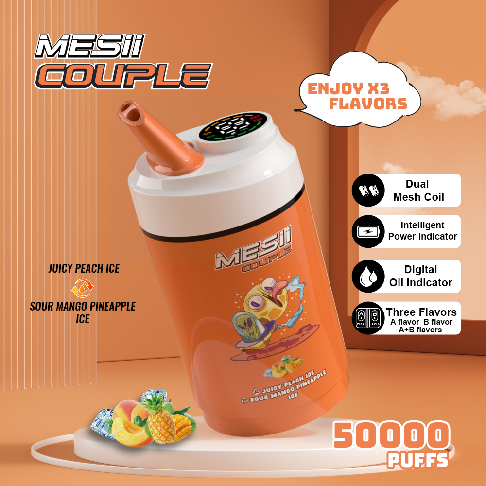Mesii Couple 50000 Puffs 3-in-1 Flavors LCD Screen Dual mesh coil 20ml liquid Disposable Vape - Vapo247
