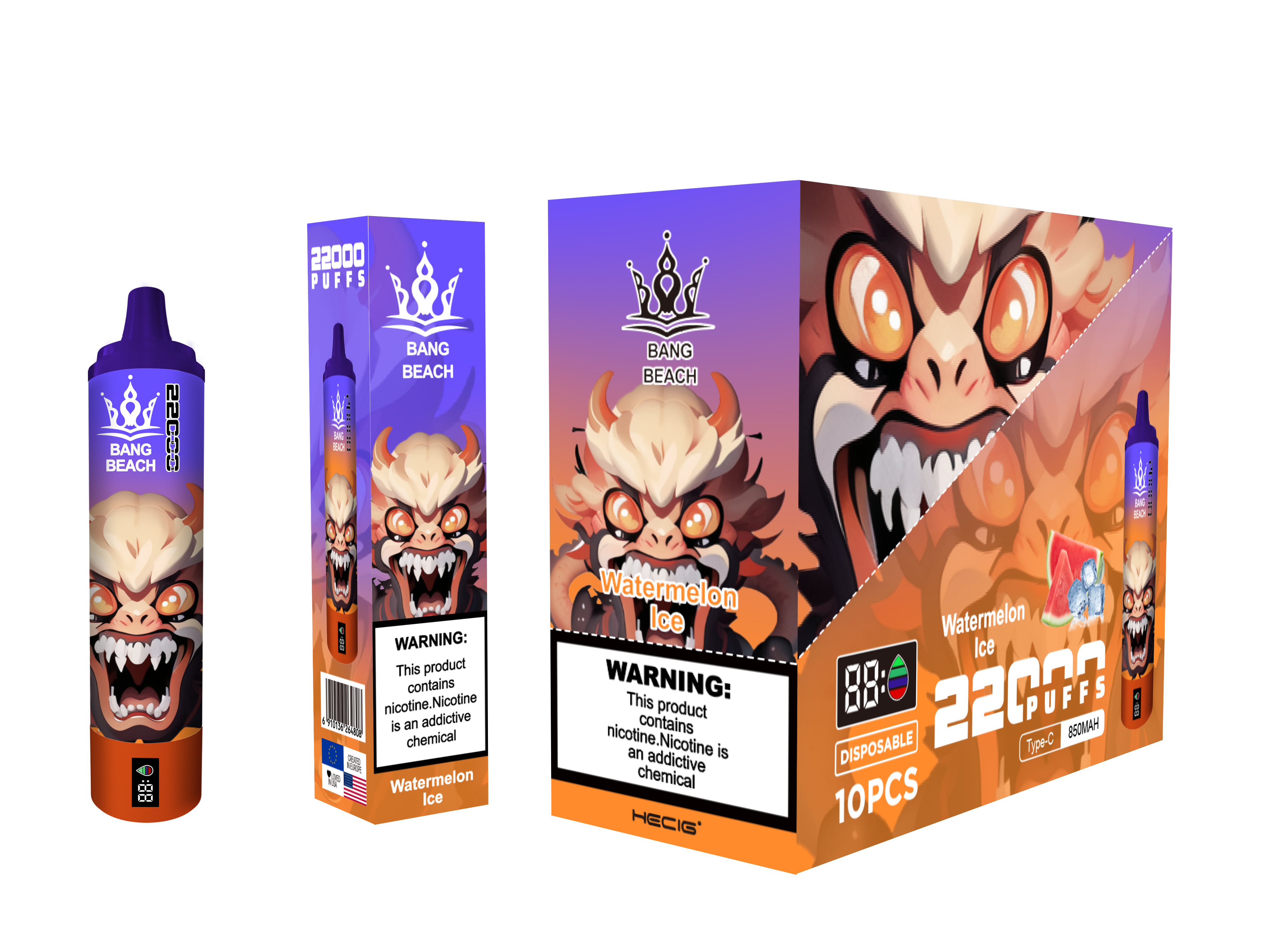 BANG BEACH 22000 Puffs  0%2%5% Nicotine Screen Disposable Vape - Vapo247