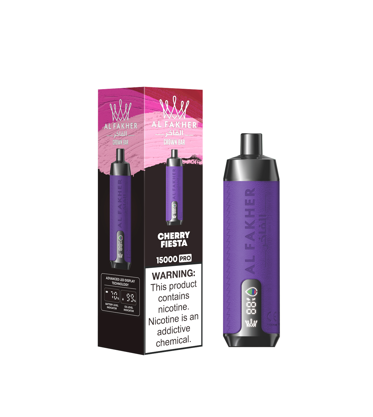 AL FAKHER CROWN BAR 15000 Puffs LED Screen Display Top 3 UK Brand Disposable Vape - Vapo247