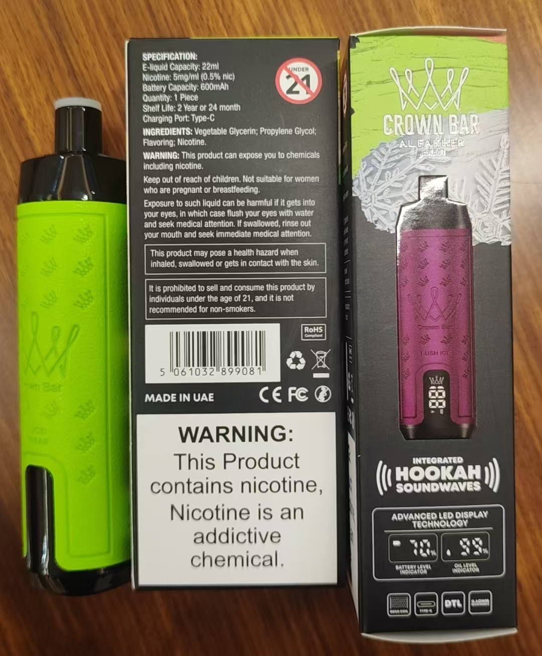 AL FAKHER CROWN BAR 12000 Puffs LED Screen Display Top 3 UK Brand Disposable Vape - Vapo247