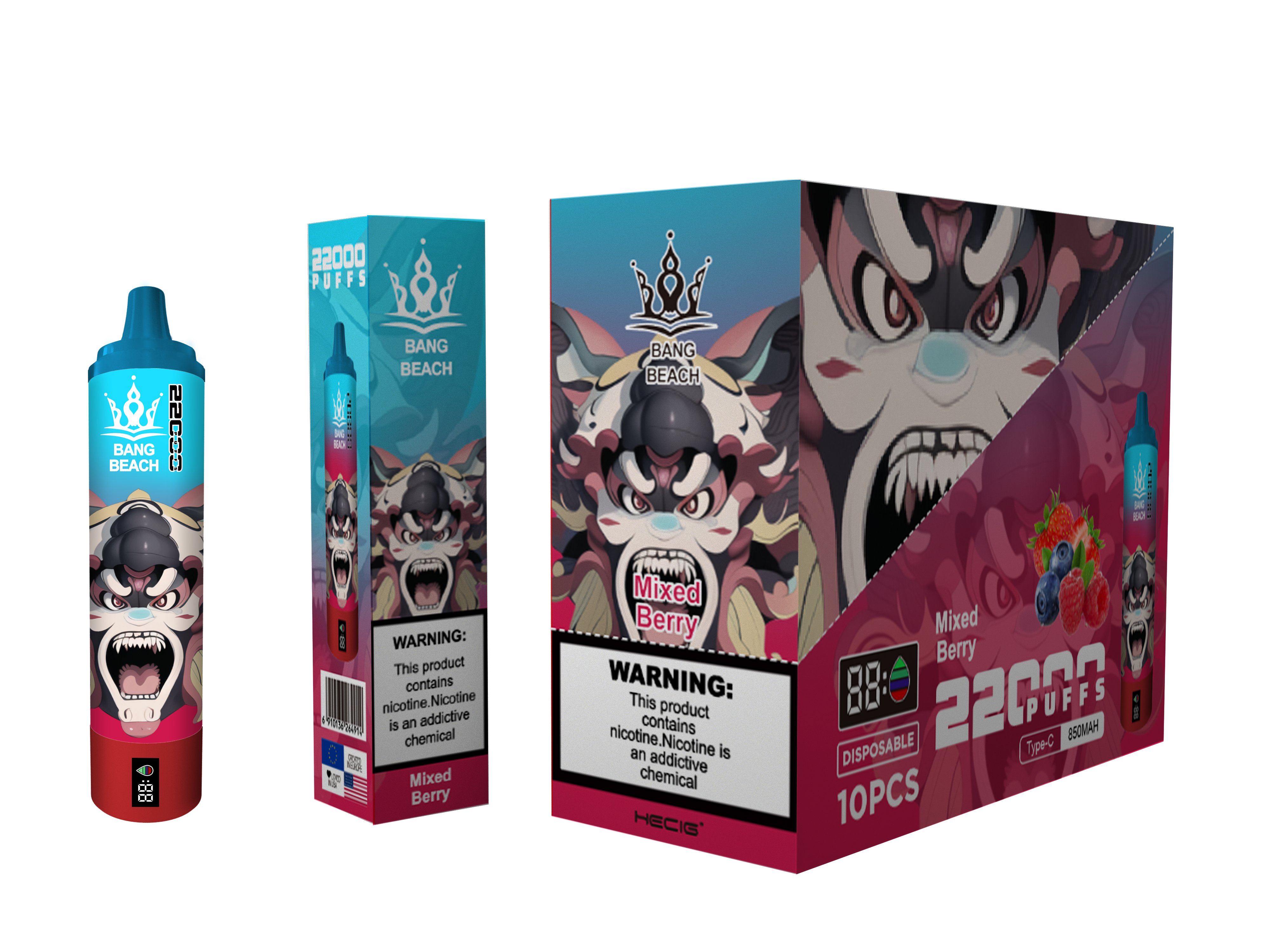 BANG BEACH 22000 Puffs  0%2%5% Nicotine Screen Disposable Vape - Vapo247