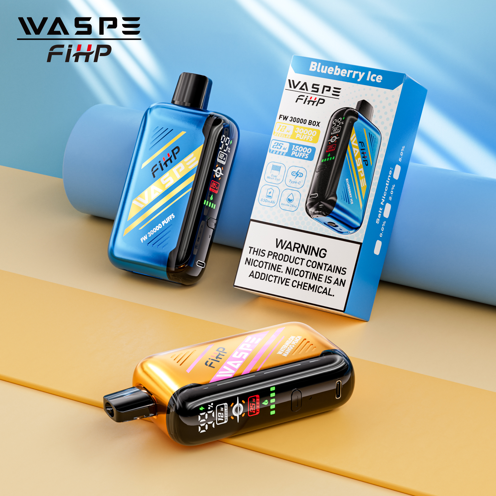 WASPE FW-30000 Puffs Dual Mesh Coil Adjustable Pulse Airflow LCD Screen Display Disposable Vape - Vapo247