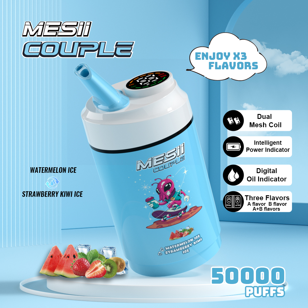 Mesii Couple 50000 Puffs 3-in-1 Flavors LCD Screen Dual mesh coil 20ml liquid Disposable Vape - Vapo247