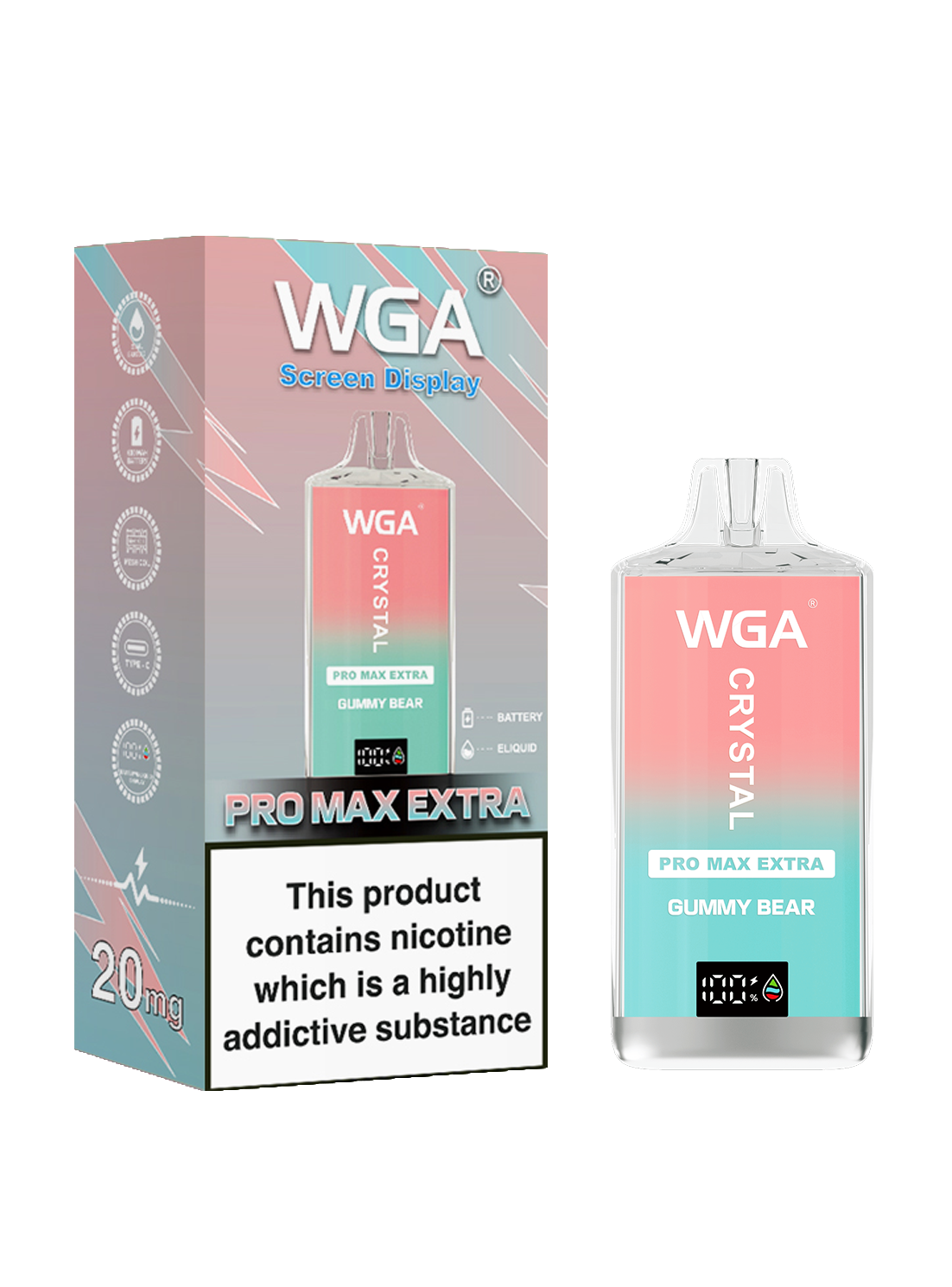 WGA Crystal Pro Max Extra 15000 Puffs Adjustable Airflow Disposable Vape - Vapo247