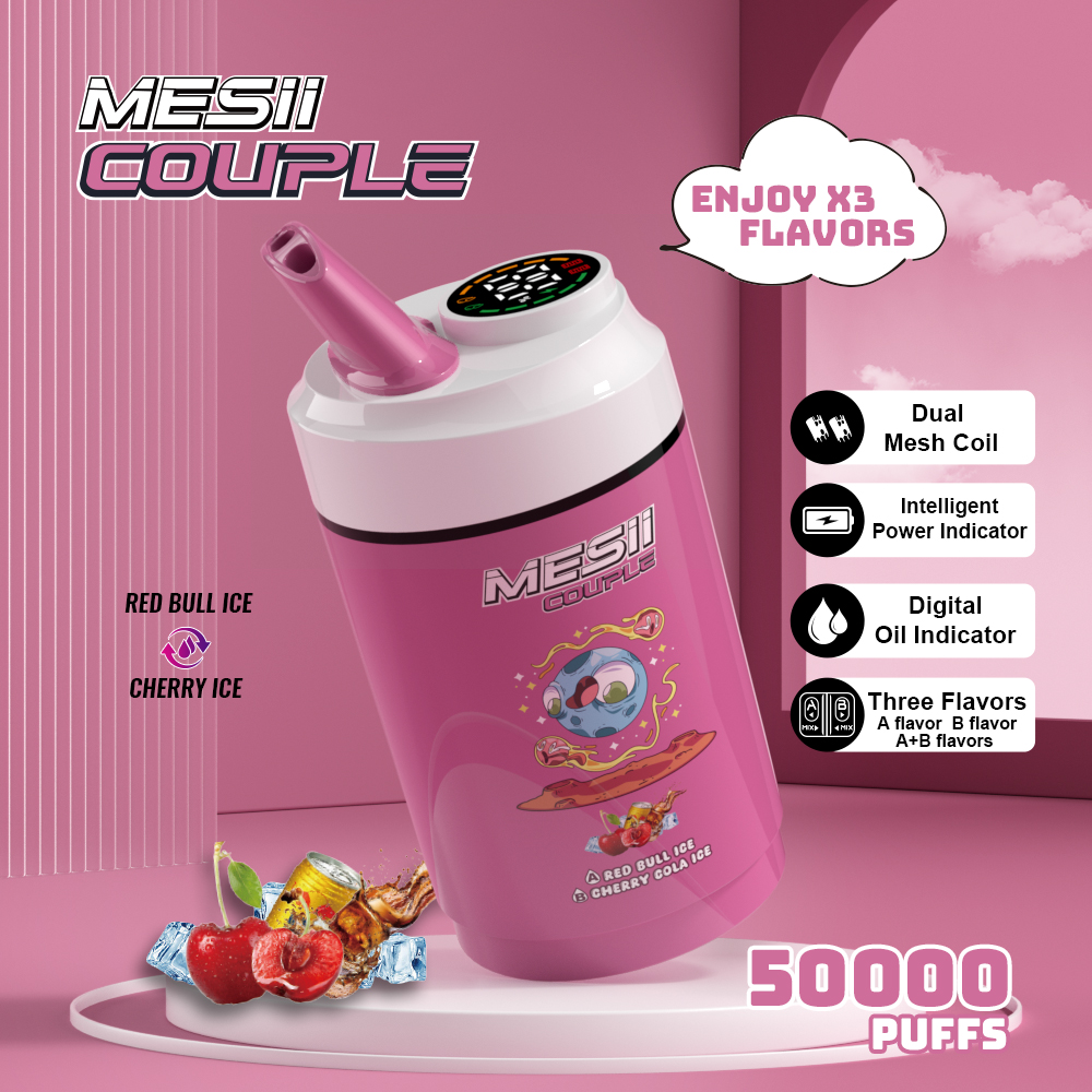 Mesii Couple 50000 Puffs 3-in-1 Flavors LCD Screen Dual mesh coil 20ml liquid Disposable Vape - Vapo247