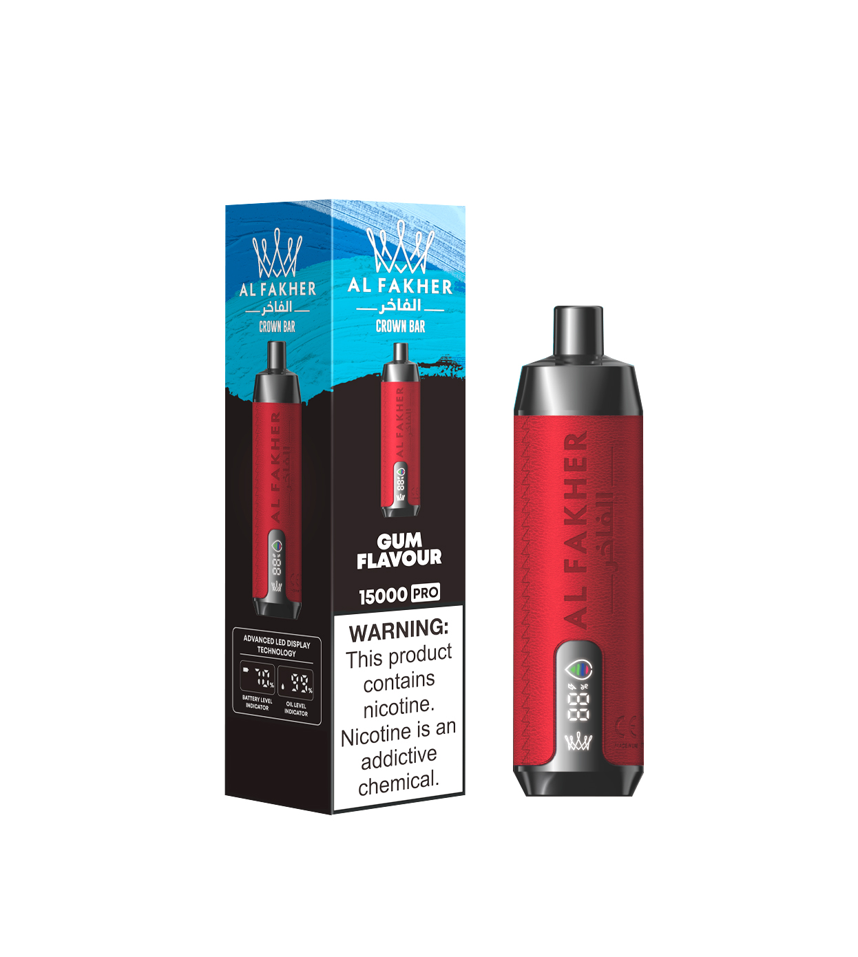 AL FAKHER CROWN BAR 15000 Puffs LED Screen Display Top 3 UK Brand Disposable Vape - Vapo247