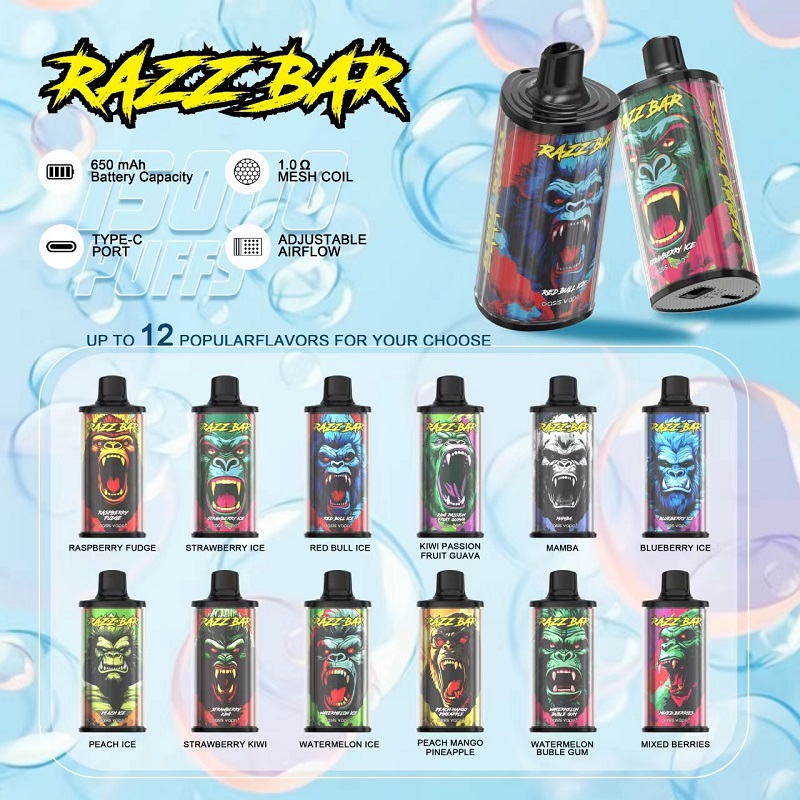 Razz bar 15000 puffs Adjustable Airflow | Mesh Coil Disposable Vape - Vapo247