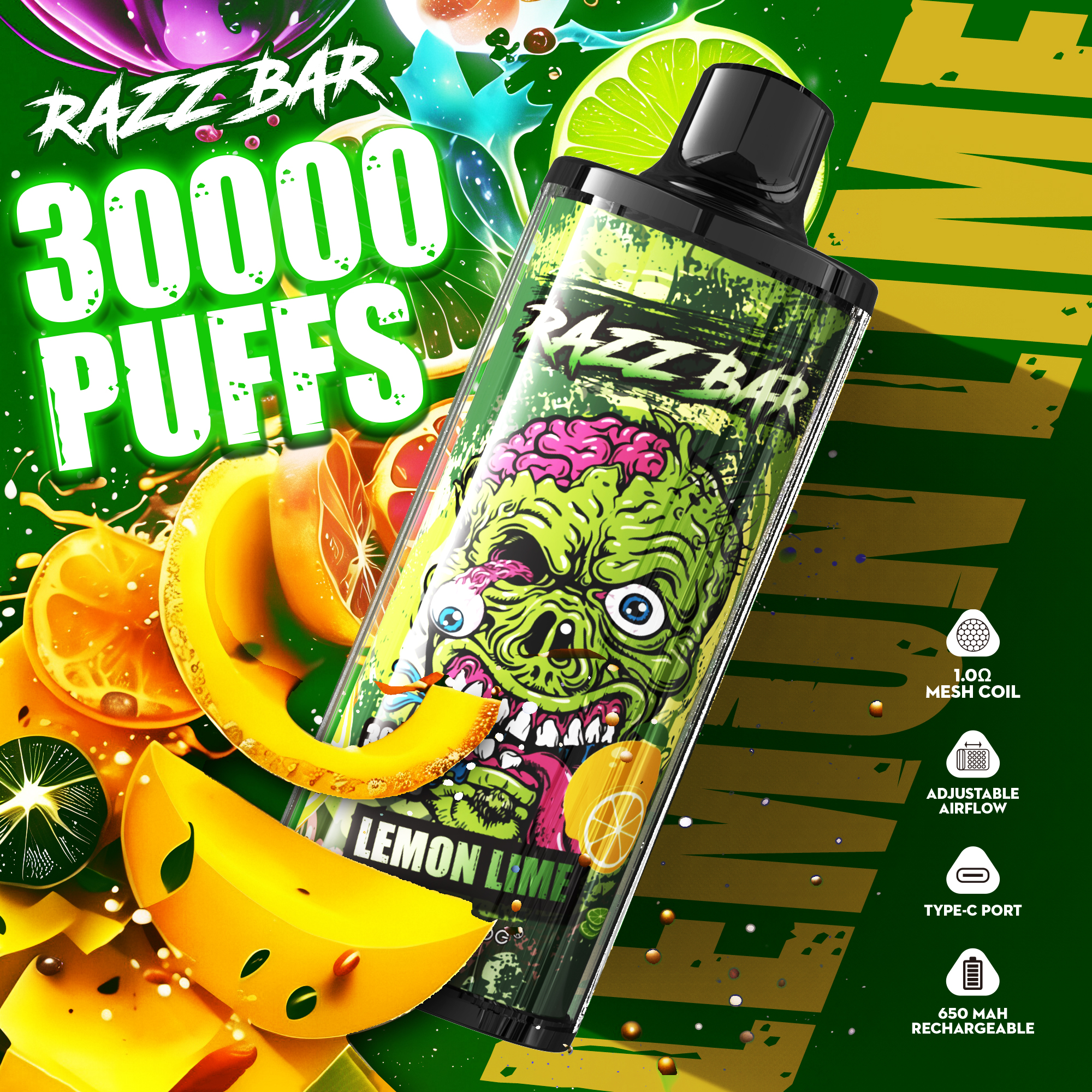 Razz bar 30000 puffs Adjustable Airflow | 1.0 Mesh Coil Disposable Vape - Vapo247