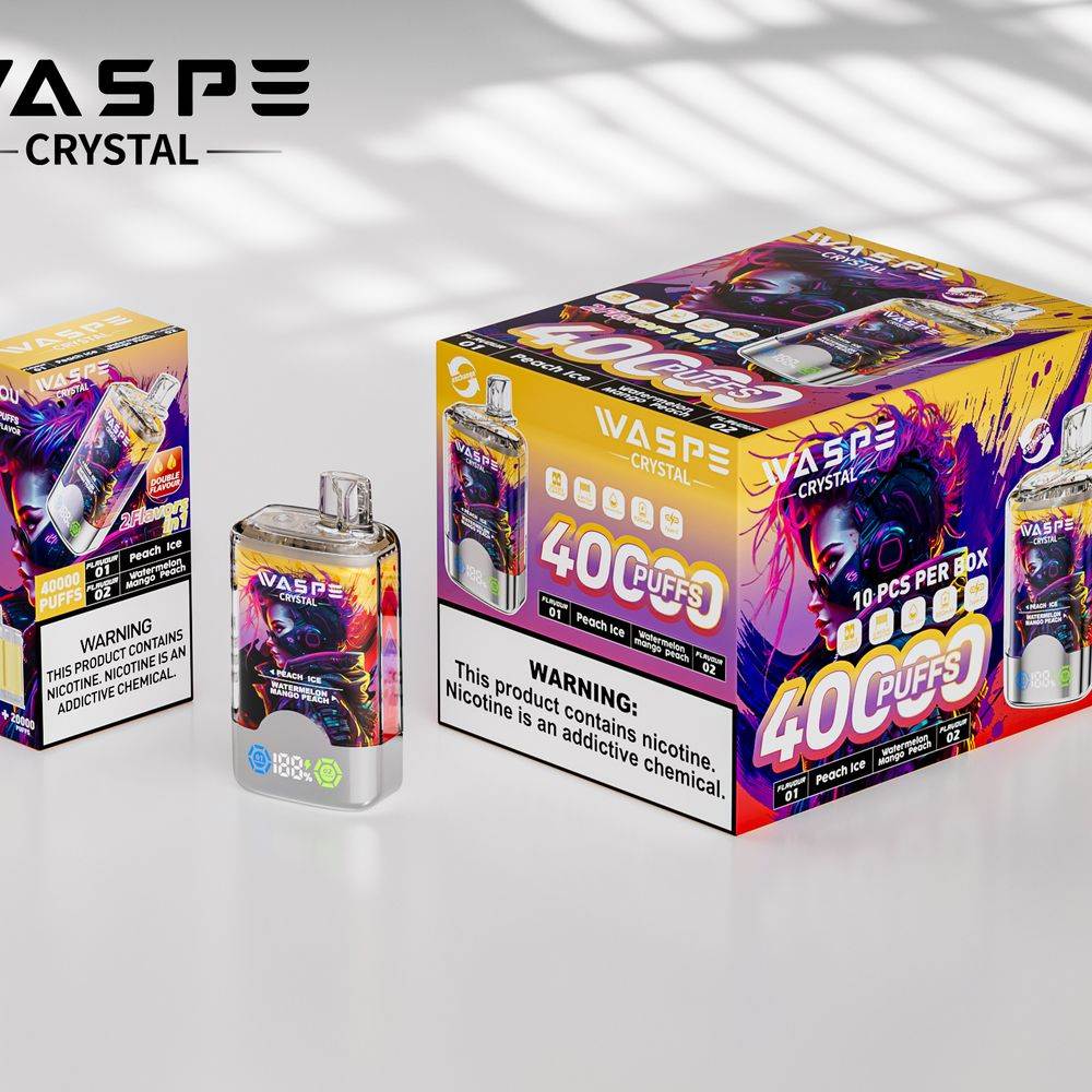 WASPE Crystal Double Flavors 40000 Puffs  | LED Screen | Double Flavors | Dual mesh coil  | Disposable Vape - Vapo247