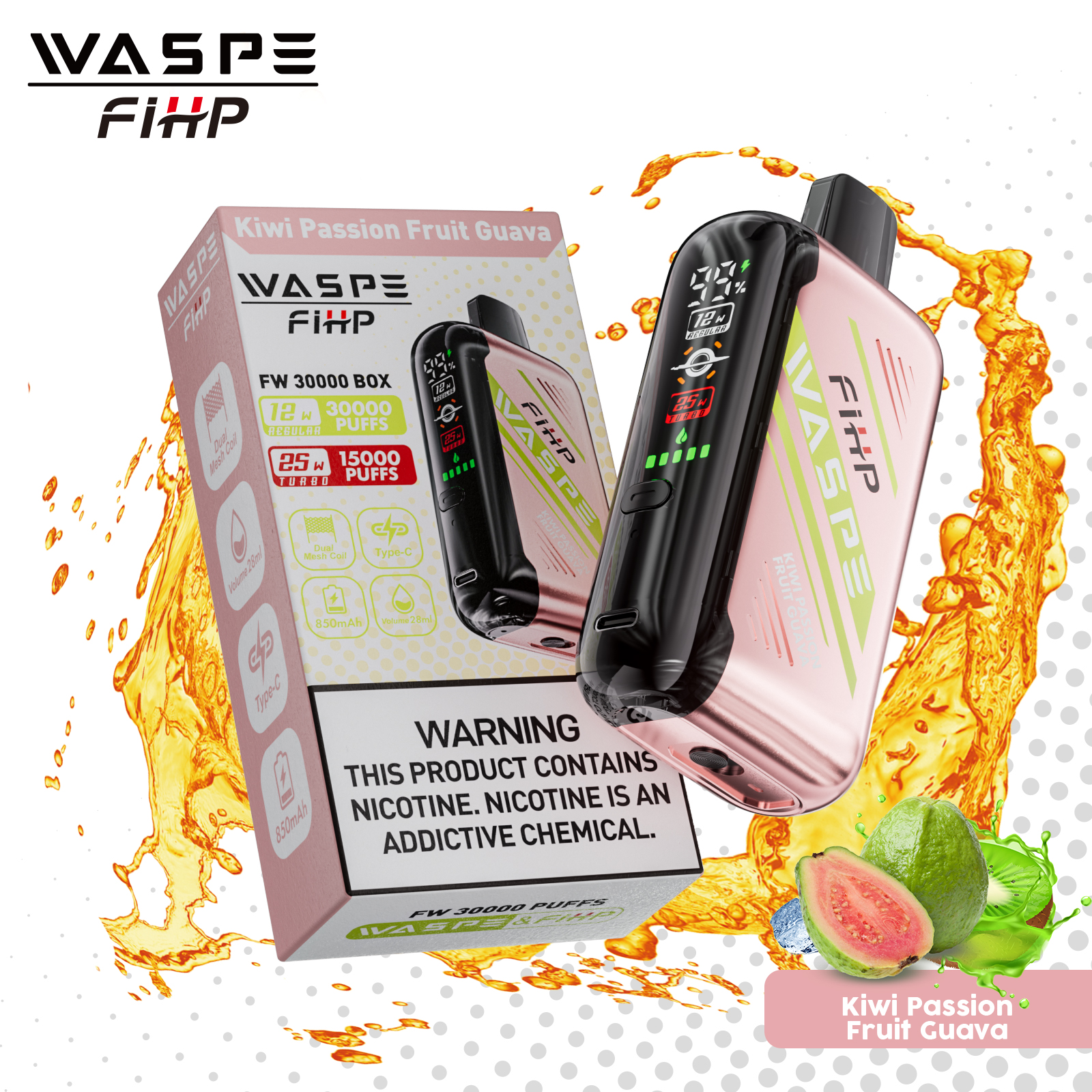 WASPE FW-30000 Puffs Dual Mesh Coil Adjustable Pulse Airflow LCD Screen Display Disposable Vape - Vapo247