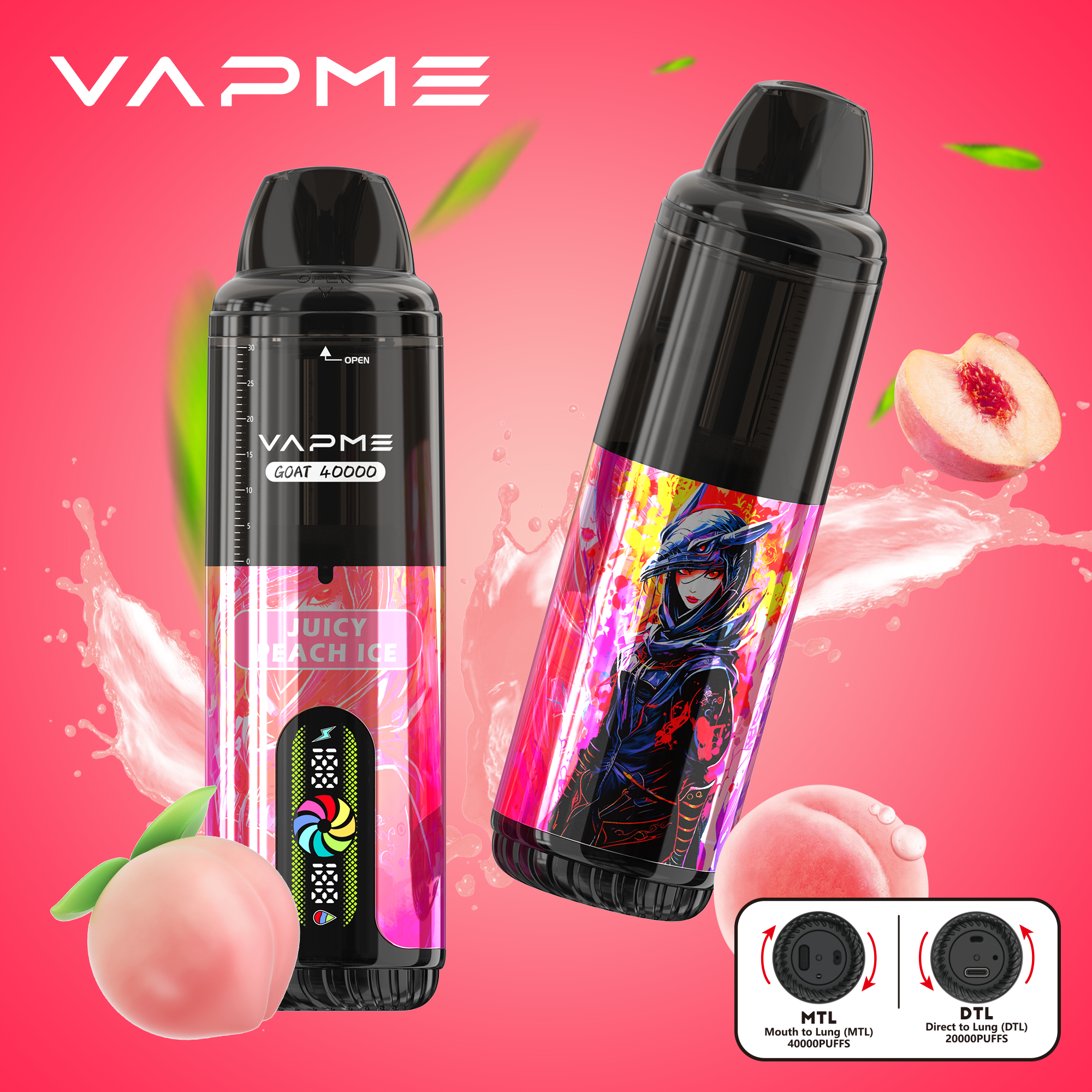 VAPME GOAT 40000 PUFFS MTL/DTL Adjustable | LCD Screen Display Disposable Vape - Vapo247