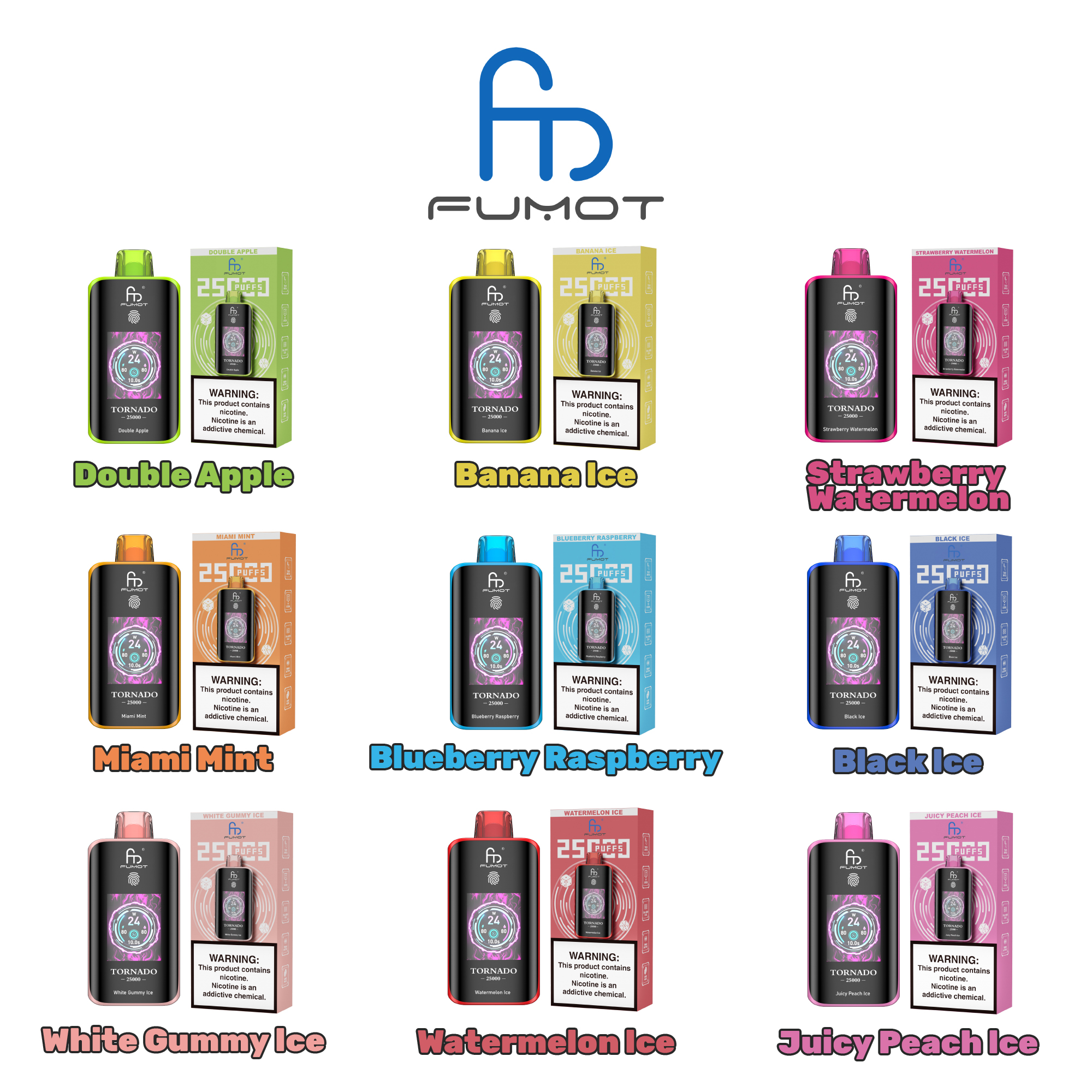 RANDM FUMOT Tornado 25000 Puffs LED Screen Display Fingerprint Lock 3D Curved Screen Disposable Vape - Vapo247