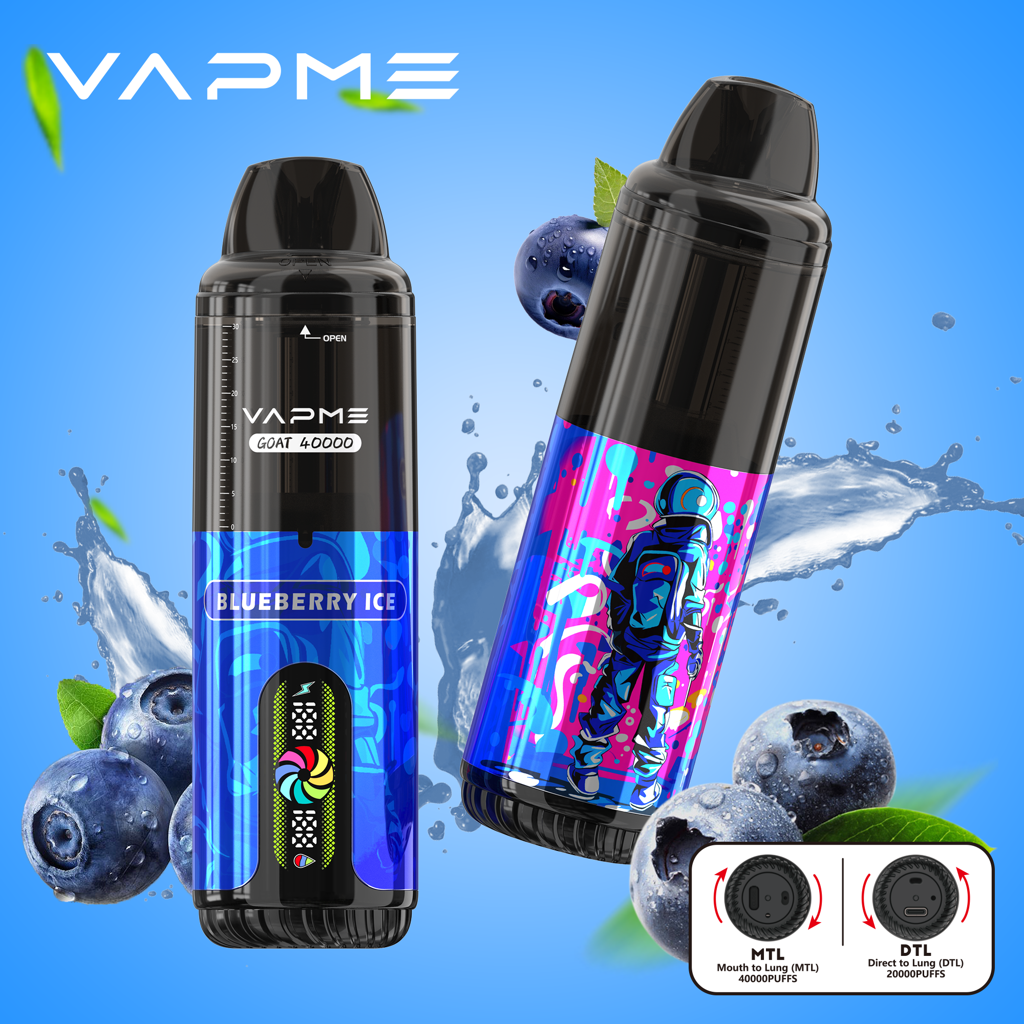 VAPME GOAT 40000 PUFFS MTL/DTL Adjustable LCD Screen Display Disposable Vapev - Vapo247