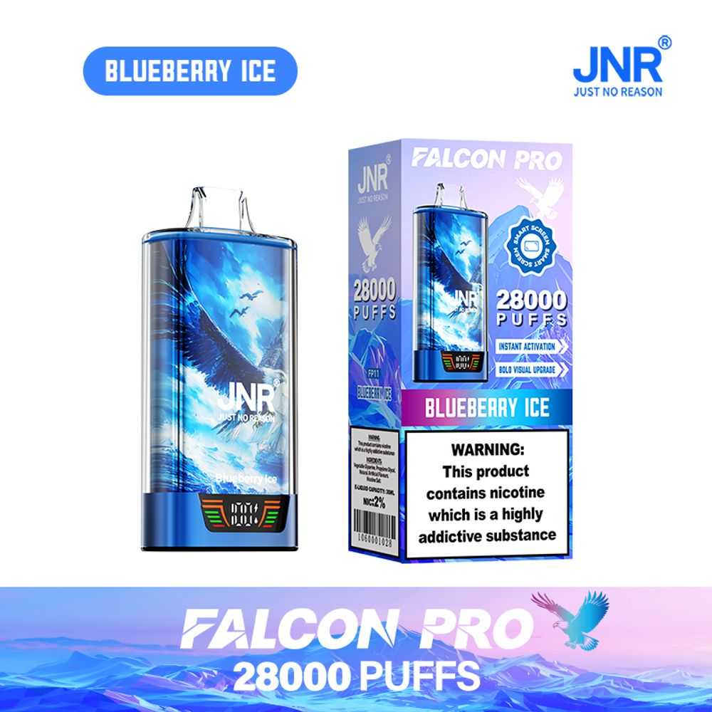 JNR FALCON PRO 28K Puffs with a 30ml capacity, and a smart digital display - Vapo247
