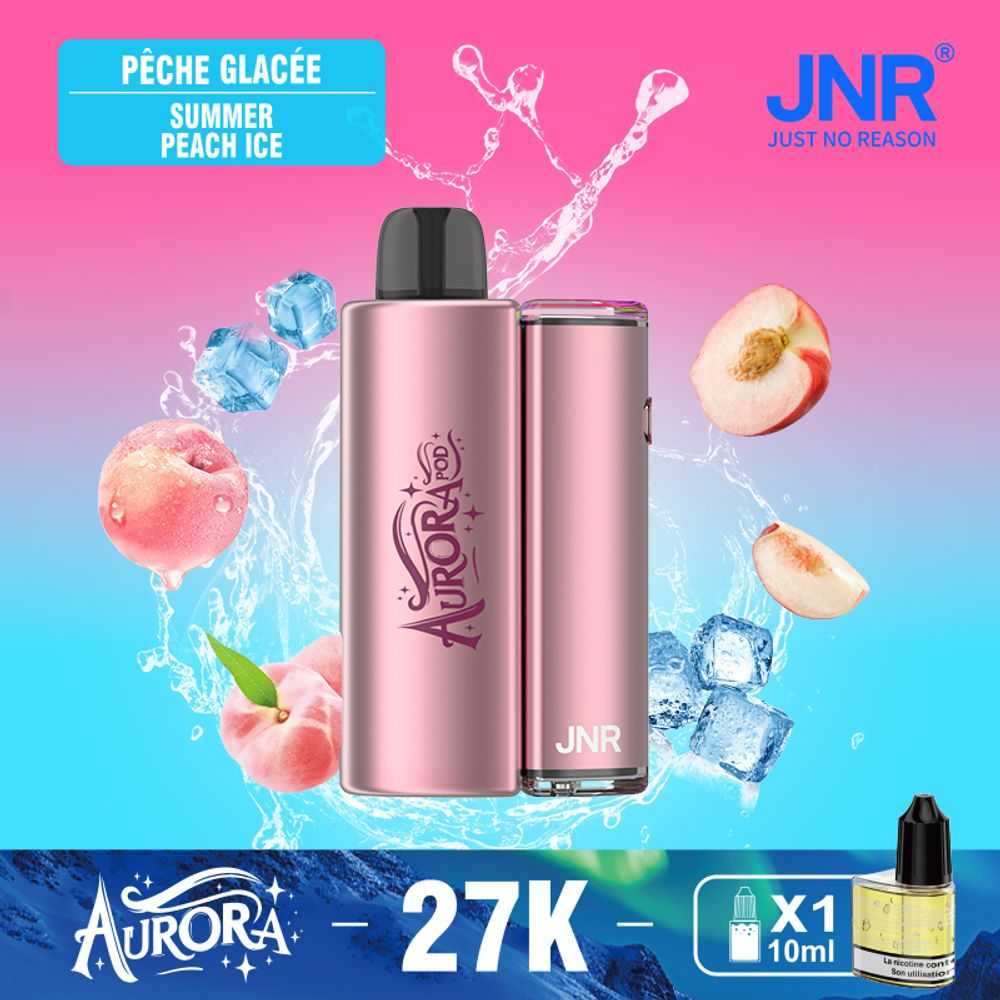 JNR AURORA 27000 Puffs Refillable Pod Kit LED Screen Display RGB Color 1X 10ml Refillable Nicotine Salt Disposable Vape - Vapo247