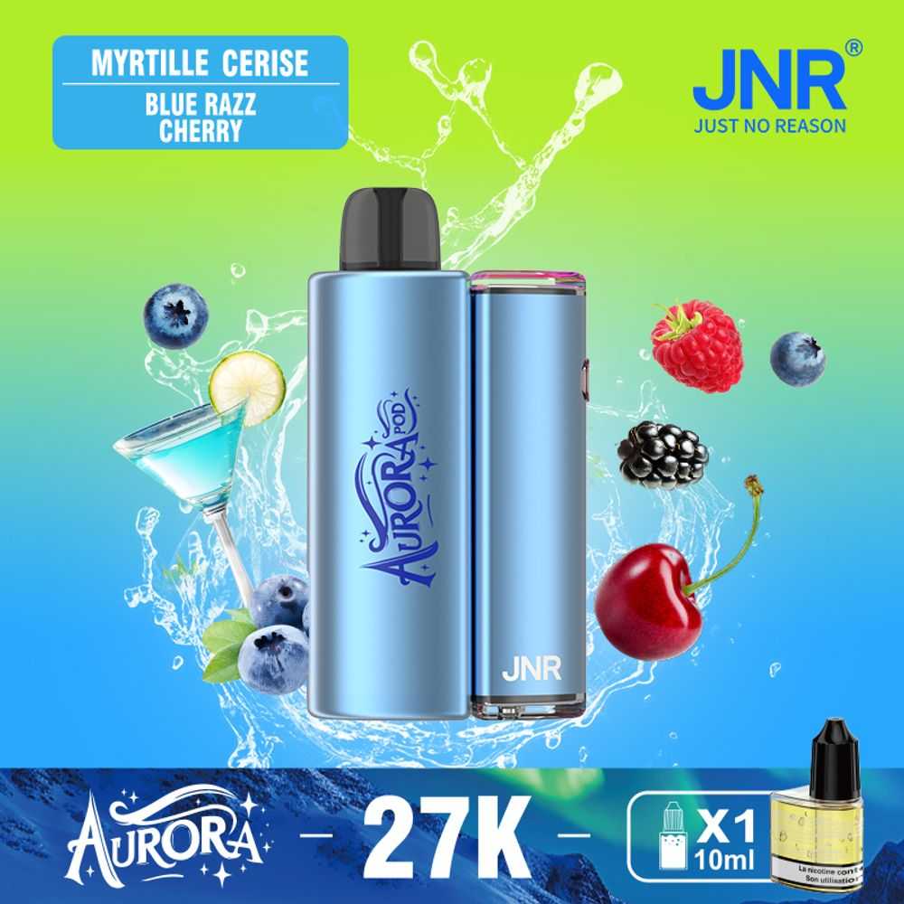 JNR AURORA 27000 Puffs Refillable Pod Kit LED Screen Display RGB Color 1X 10ml Refillable Nicotine Salt Disposable Vape - Vapo247