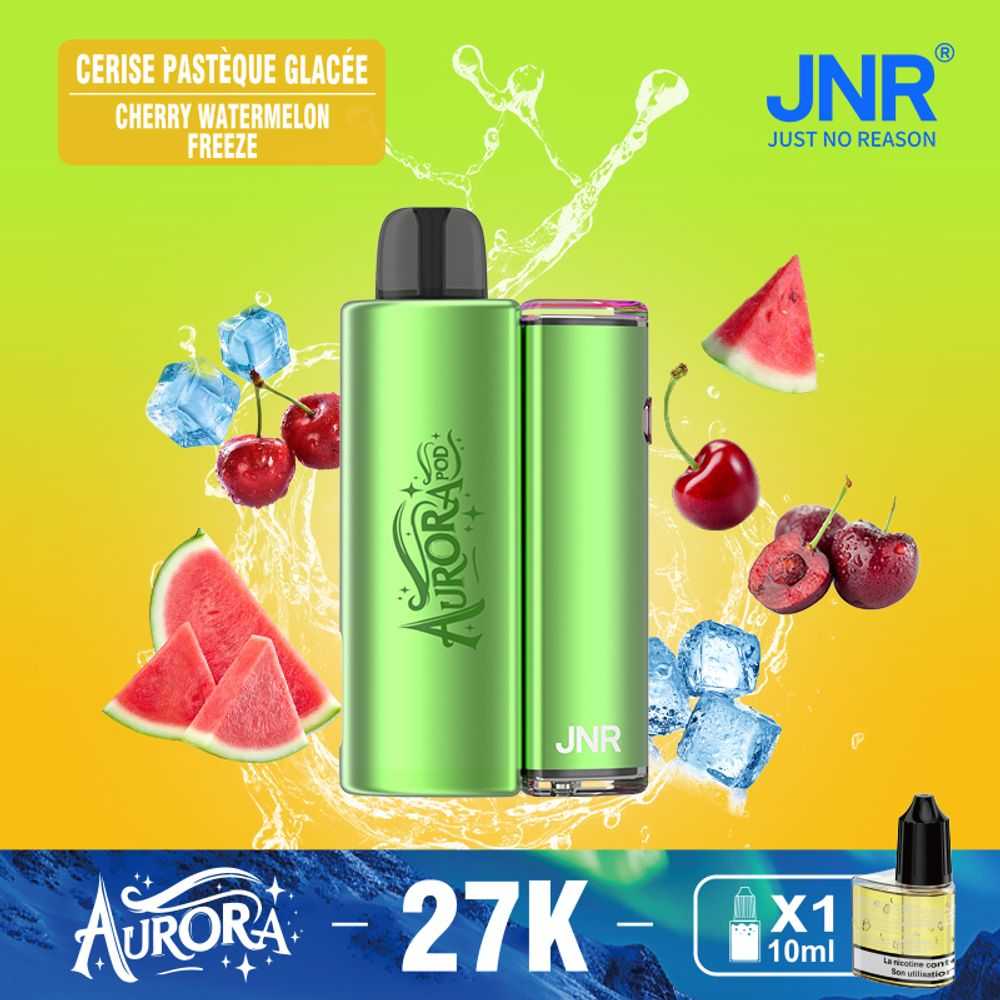 JNR AURORA 27000 Puffs Refillable Pod Kit LED Screen Display RGB Color 1X 10ml Refillable Nicotine Salt Disposable Vape - Vapo247