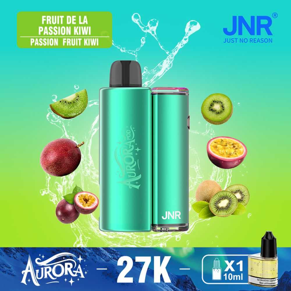 JNR AURORA 27000 Puffs Refillable Pod Kit LED Screen Display RGB Color 1X 10ml Refillable Nicotine Salt Disposable Vape - Vapo247
