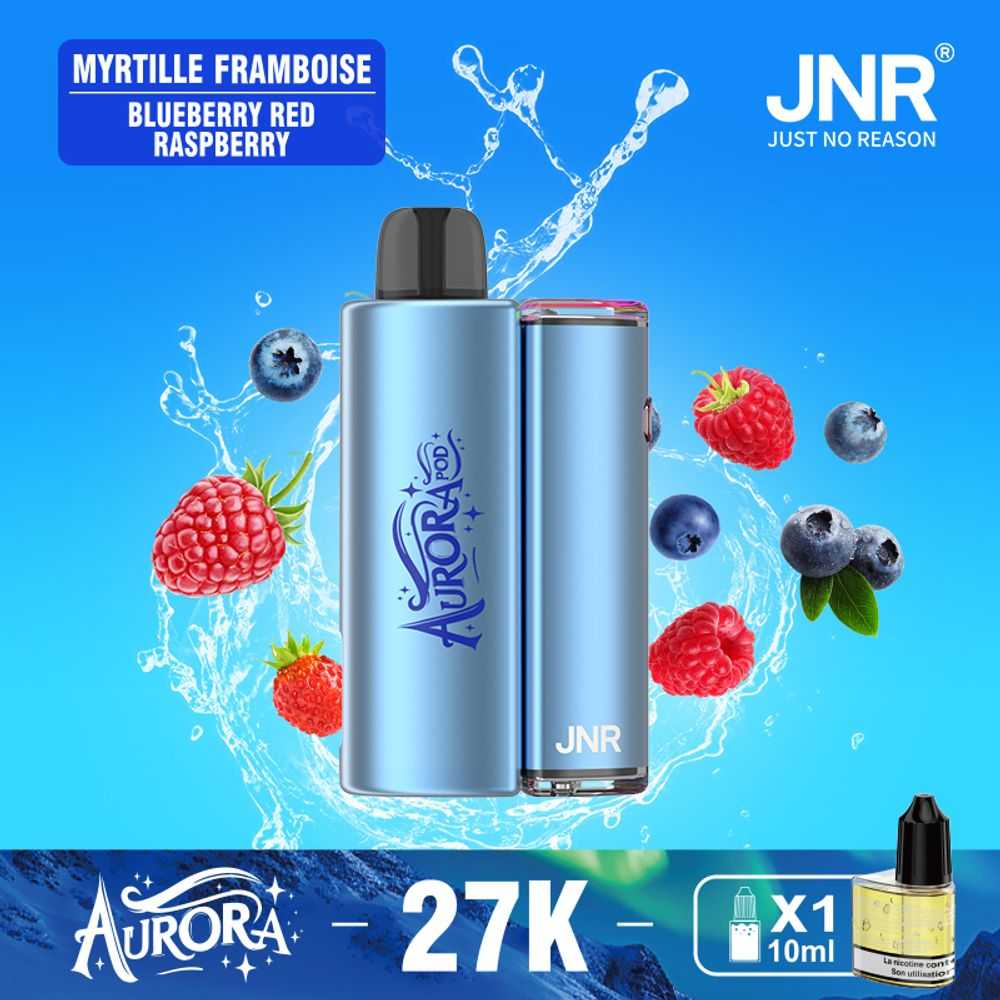 JNR AURORA 27000 Puffs Refillable Pod Kit LED Screen Display RGB Color 1X 10ml Refillable Nicotine Salt Disposable Vape - Vapo247