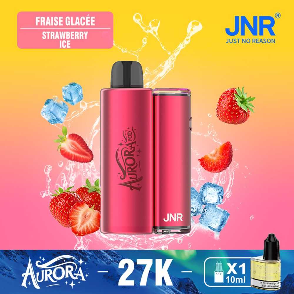 JNR AURORA 27000 Puffs Refillable Pod Kit LED Screen Display RGB Color 1X 10ml Refillable Nicotine Salt Disposable Vape - Vapo247