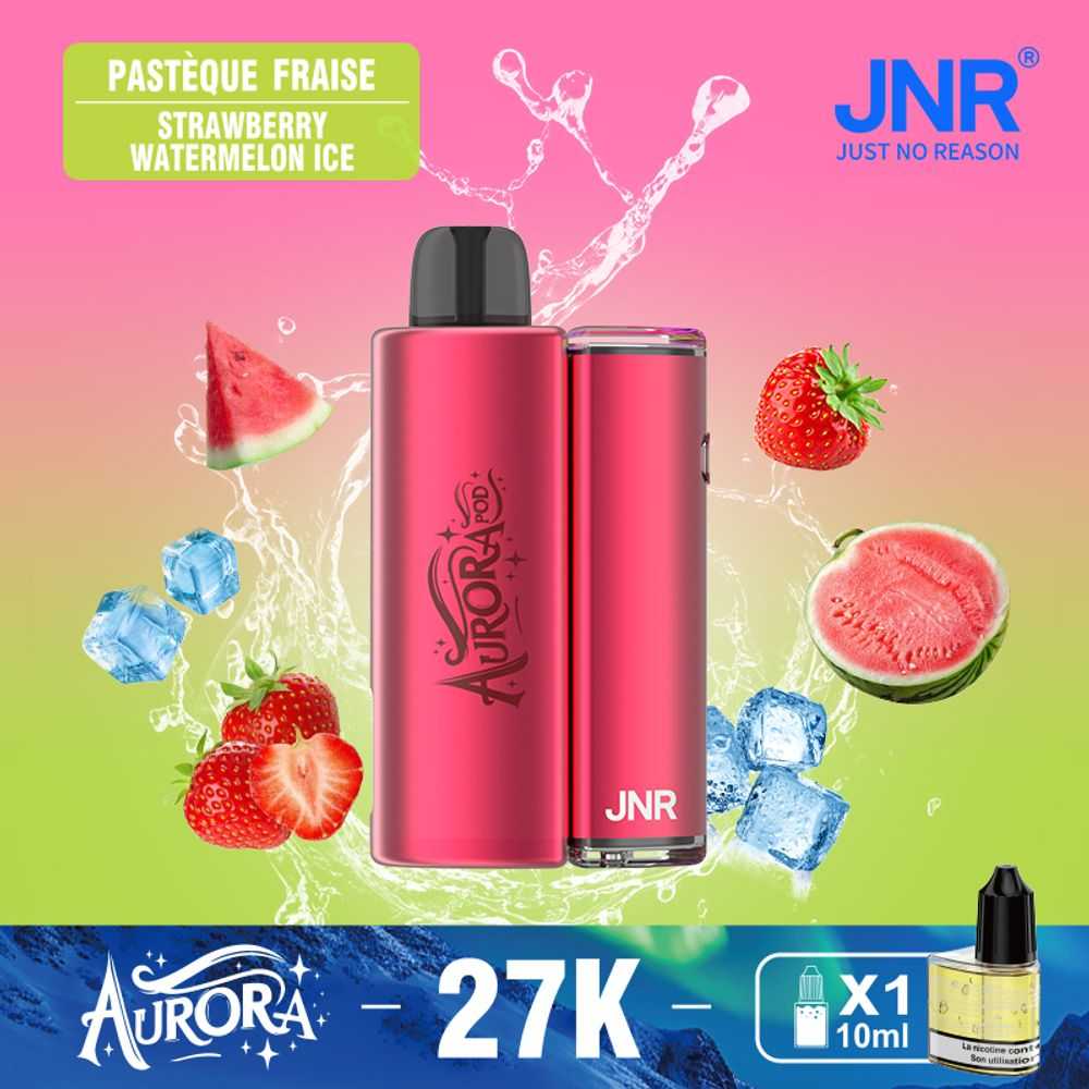 JNR AURORA 27000 Puffs Refillable Pod Kit LED Screen Display RGB Color 1X 10ml Refillable Nicotine Salt Disposable Vape - Vapo247