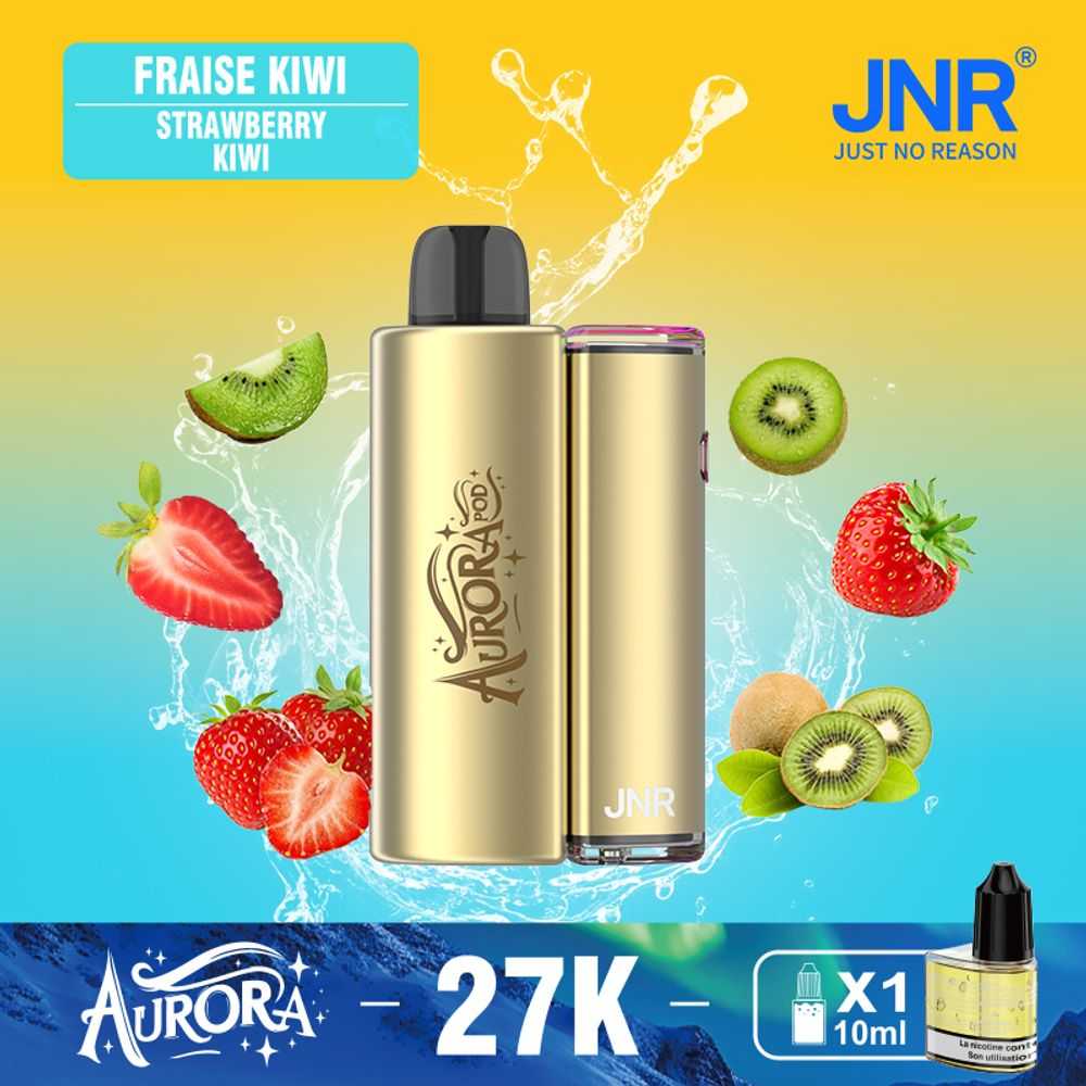 JNR AURORA 27000 Puffs Refillable Pod Kit LED Screen Display RGB Color 1X 10ml Refillable Nicotine Salt Disposable Vape - Vapo247
