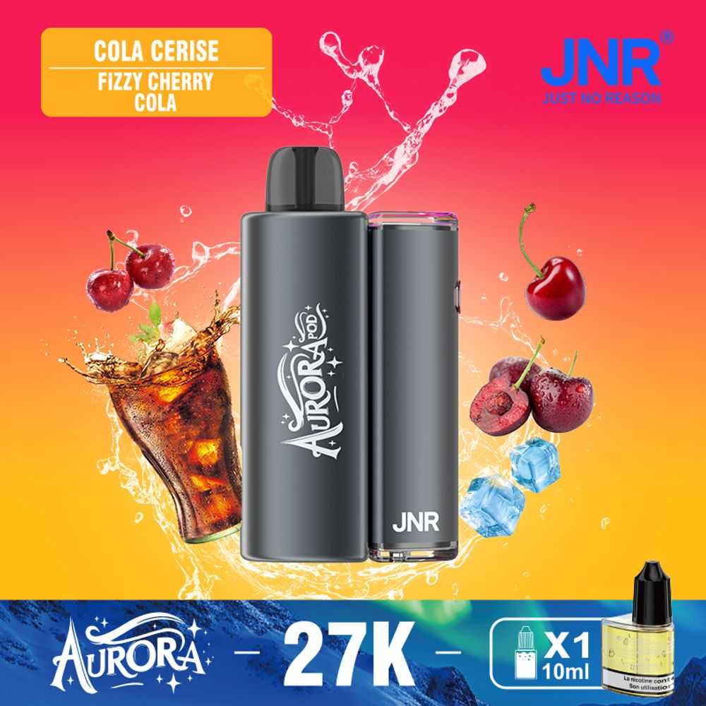 JNR AURORA 27000 Puffs Refillable Pod Kit LED Screen Display RGB Color 1X 10ml Refillable Nicotine Salt Disposable Vape - Vapo247