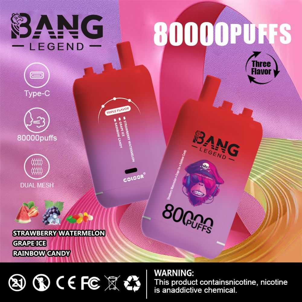Bang Leader 80K Puffs triple flavor dual mesh Type-C rechargeable bulk disposable vape - Vapo247