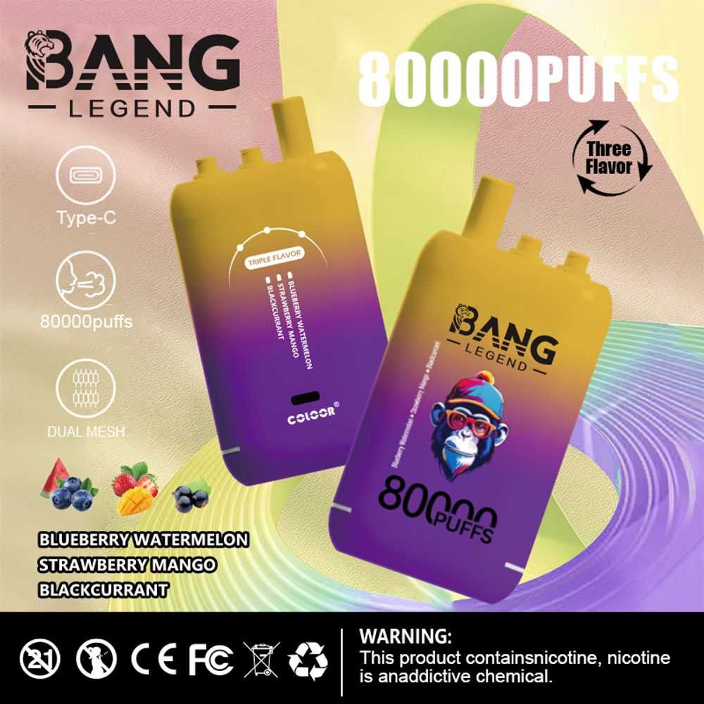 Bang Leader 80K Puffs triple flavor dual mesh Type-C rechargeable bulk disposable vape - Vapo247