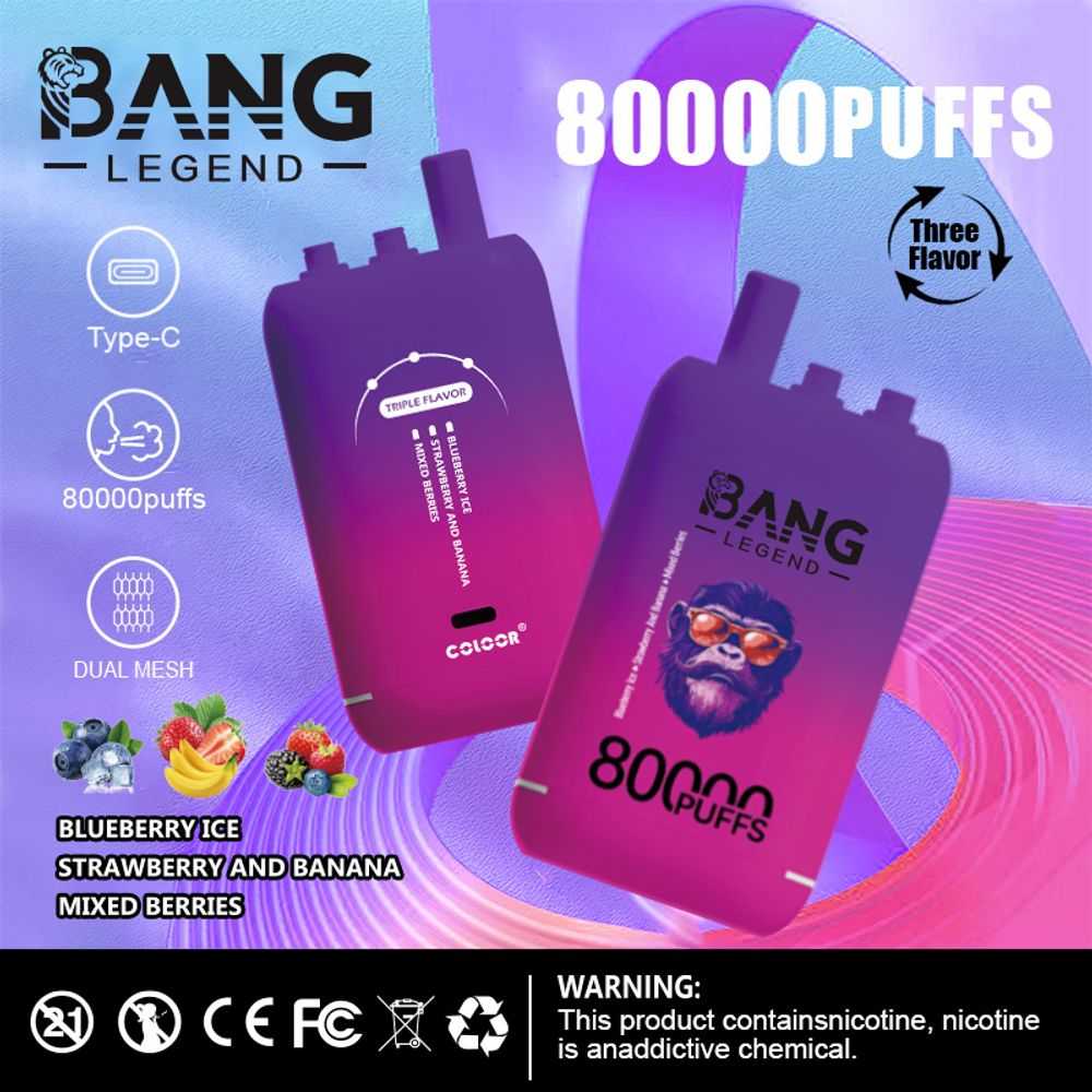 Bang Leader 80K Puffs triple flavor dual mesh Type-C rechargeable bulk disposable vape - Vapo247