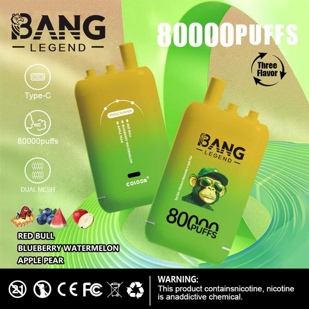 Bang Leader 80K Puffs triple flavor dual mesh Type-C rechargeable bulk disposable vape - Vapo247